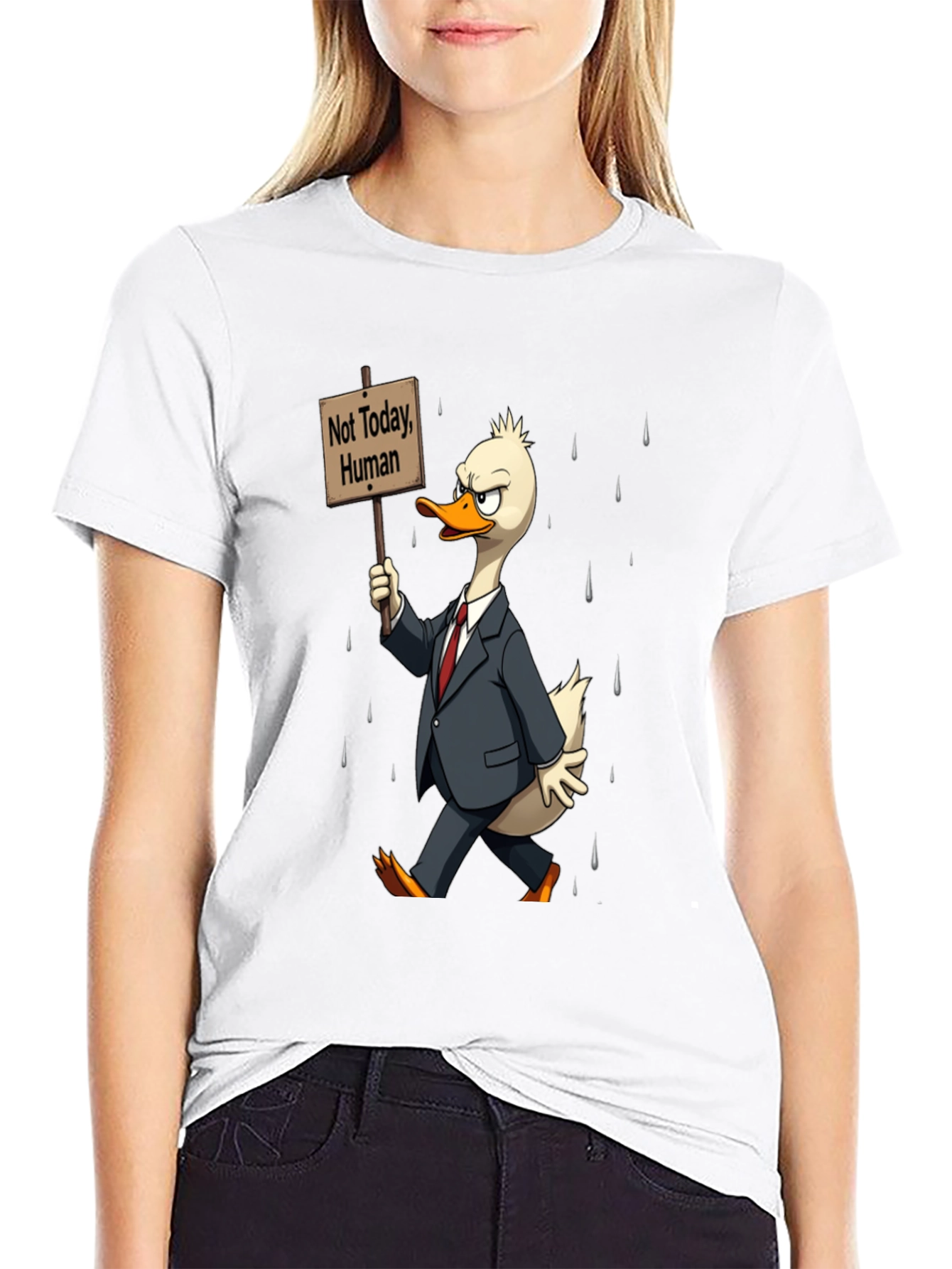 Black Not Today Human T-Shirt - Funny Duck Protest view 9