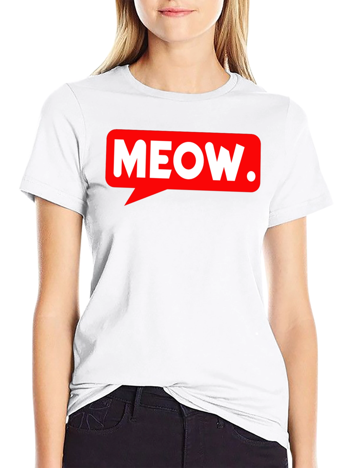 Black Meow Speech Bubble Black T-Shirt view 9
