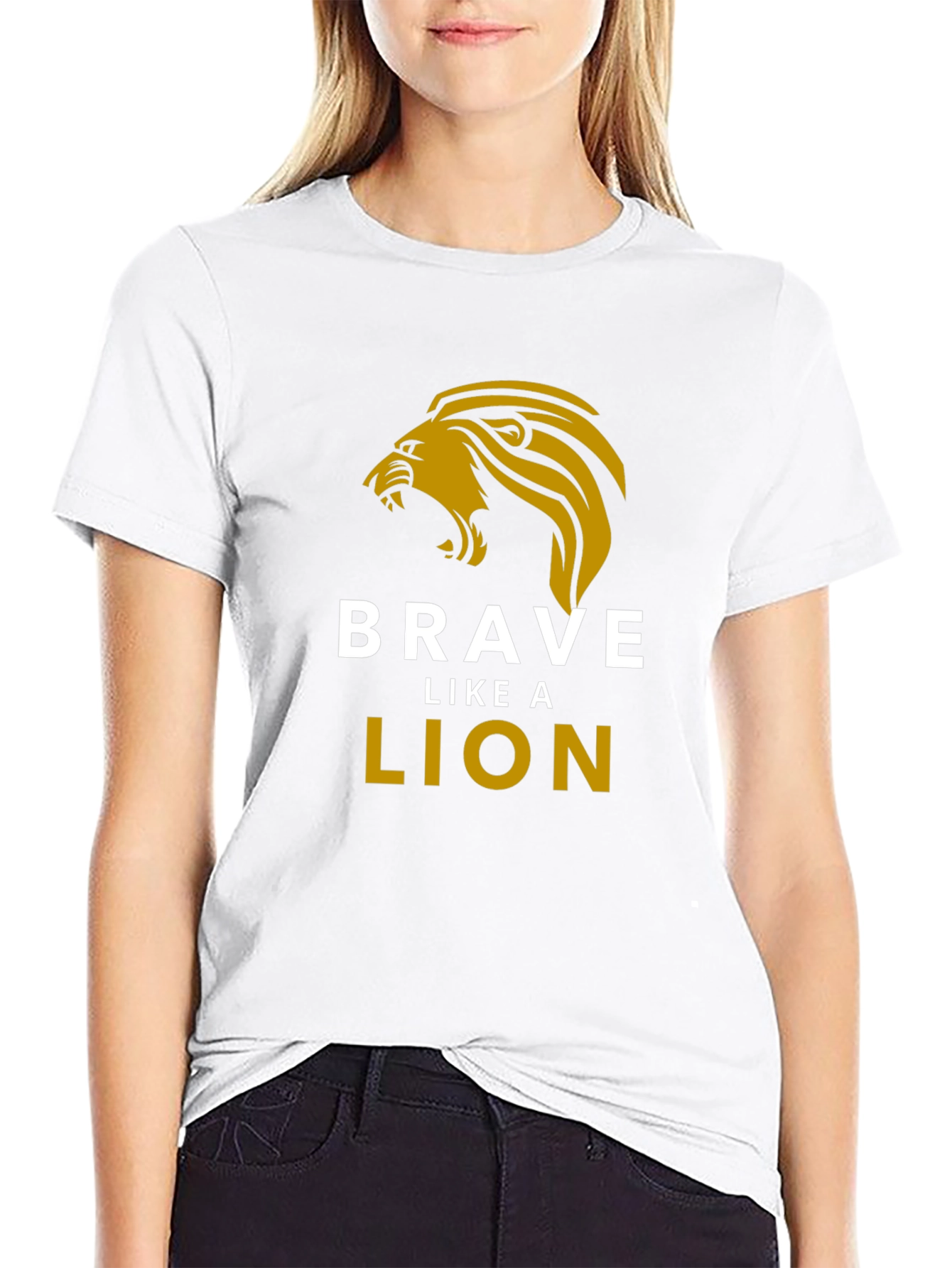 Black Brave Like a Lion Graphic Tee - Black view 9
