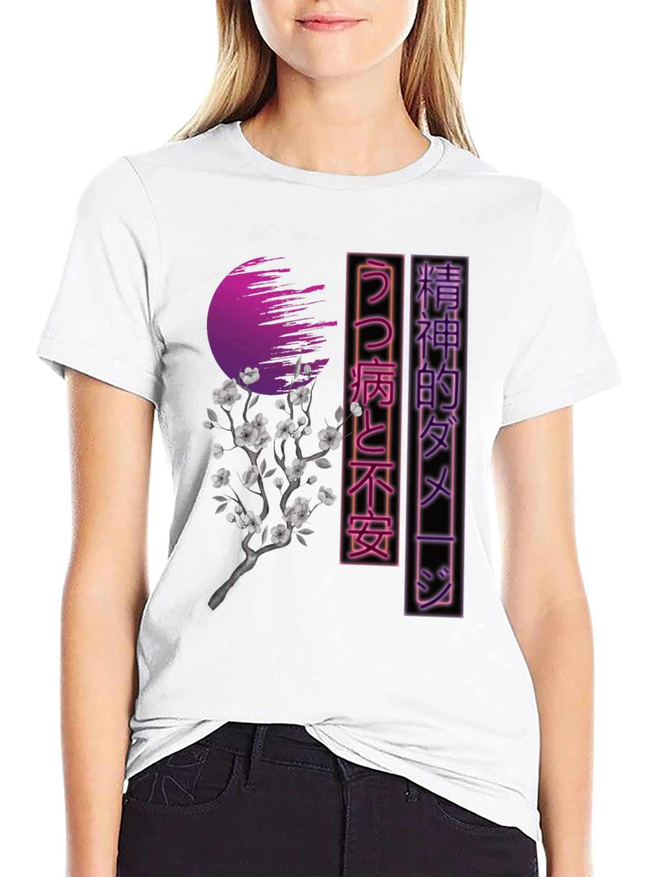 Black Japanese Aesthetic T-Shirt - Vaporwave Style view 9