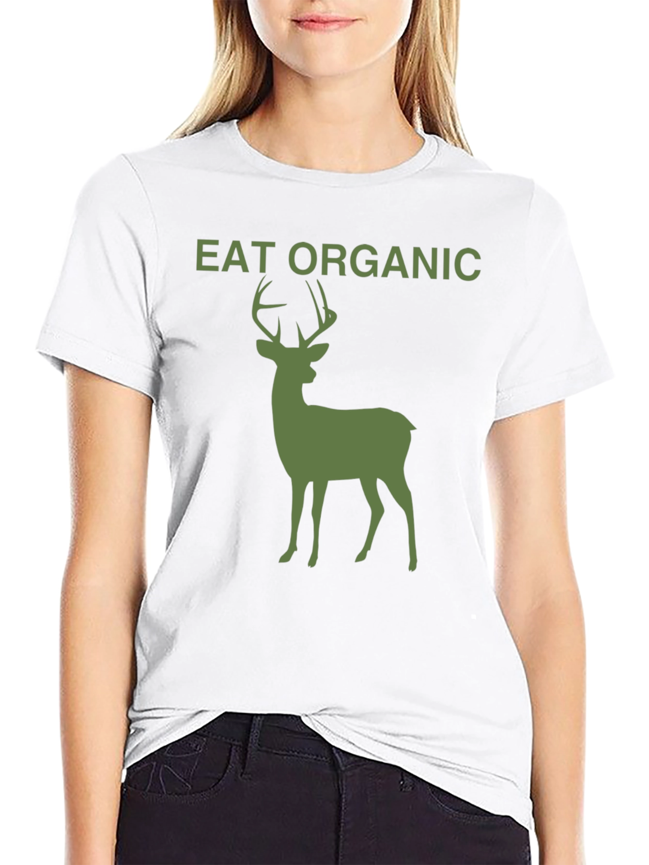 Black Eat Organic Deer Graphic T-Shirt - Black view 9