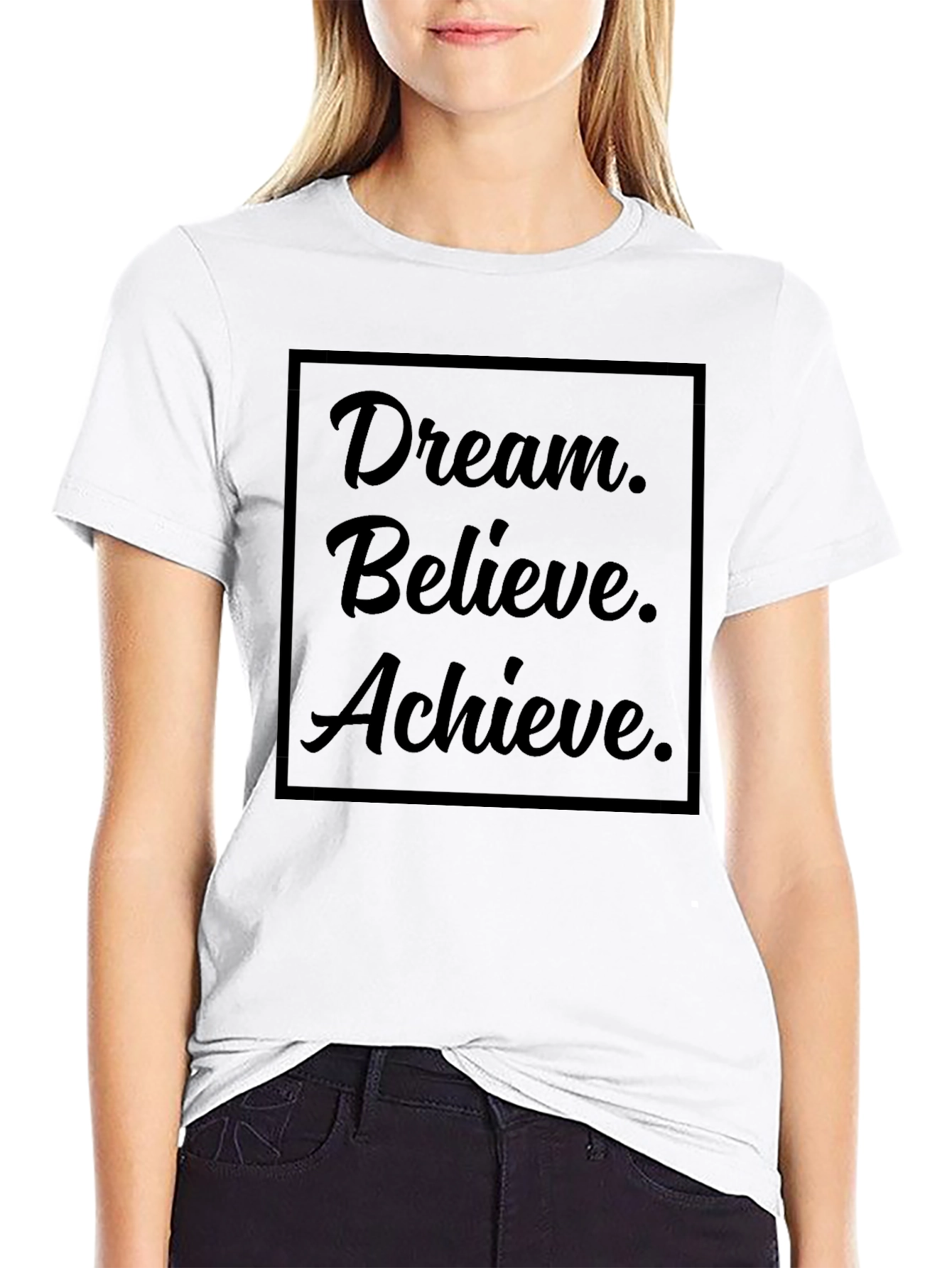 Black Dream Believe Achieve Graphic Tee view 9