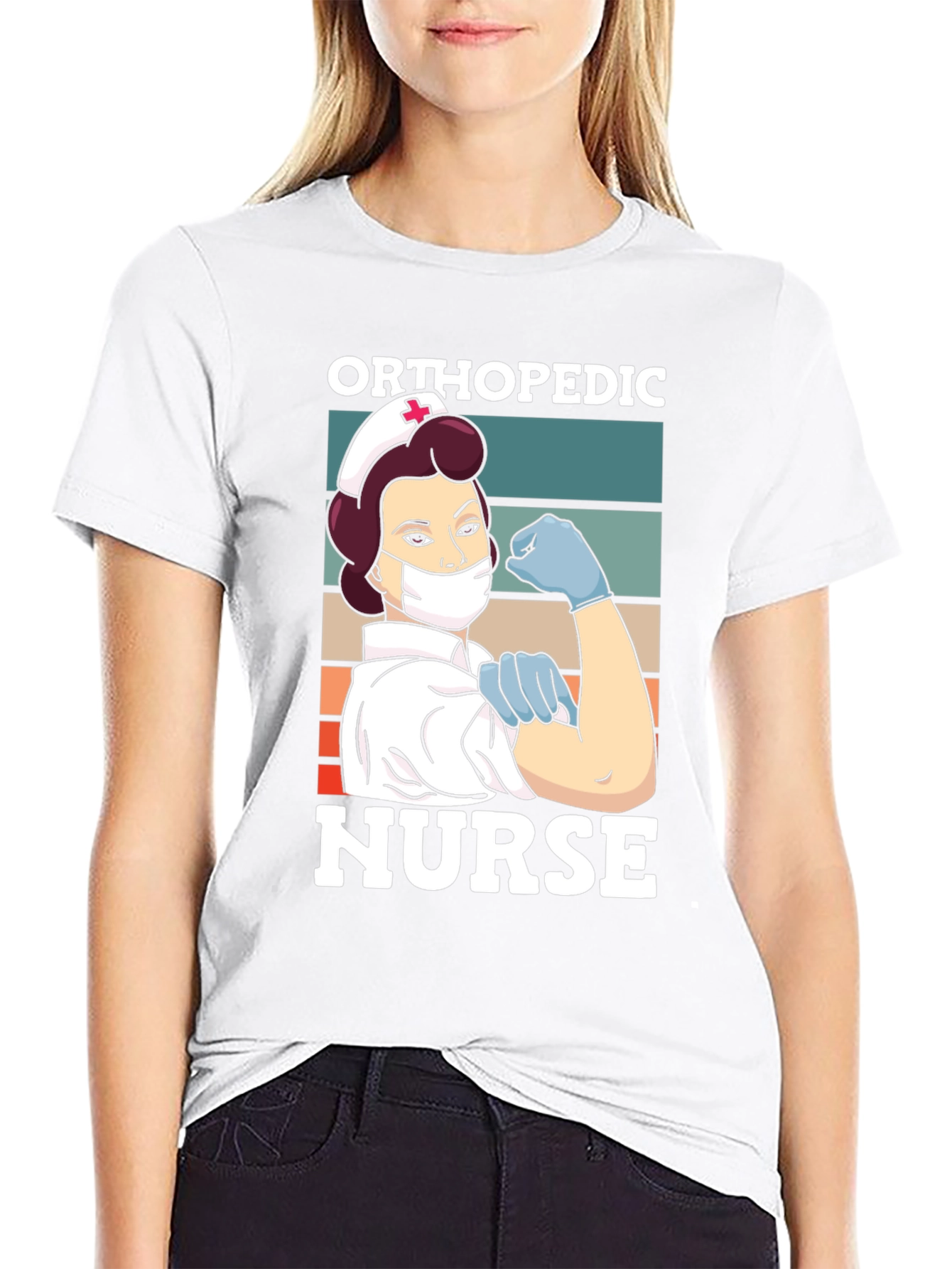 Black Orthopedic Nurse T-Shirt - Strong Woman Graphic Tee view 9