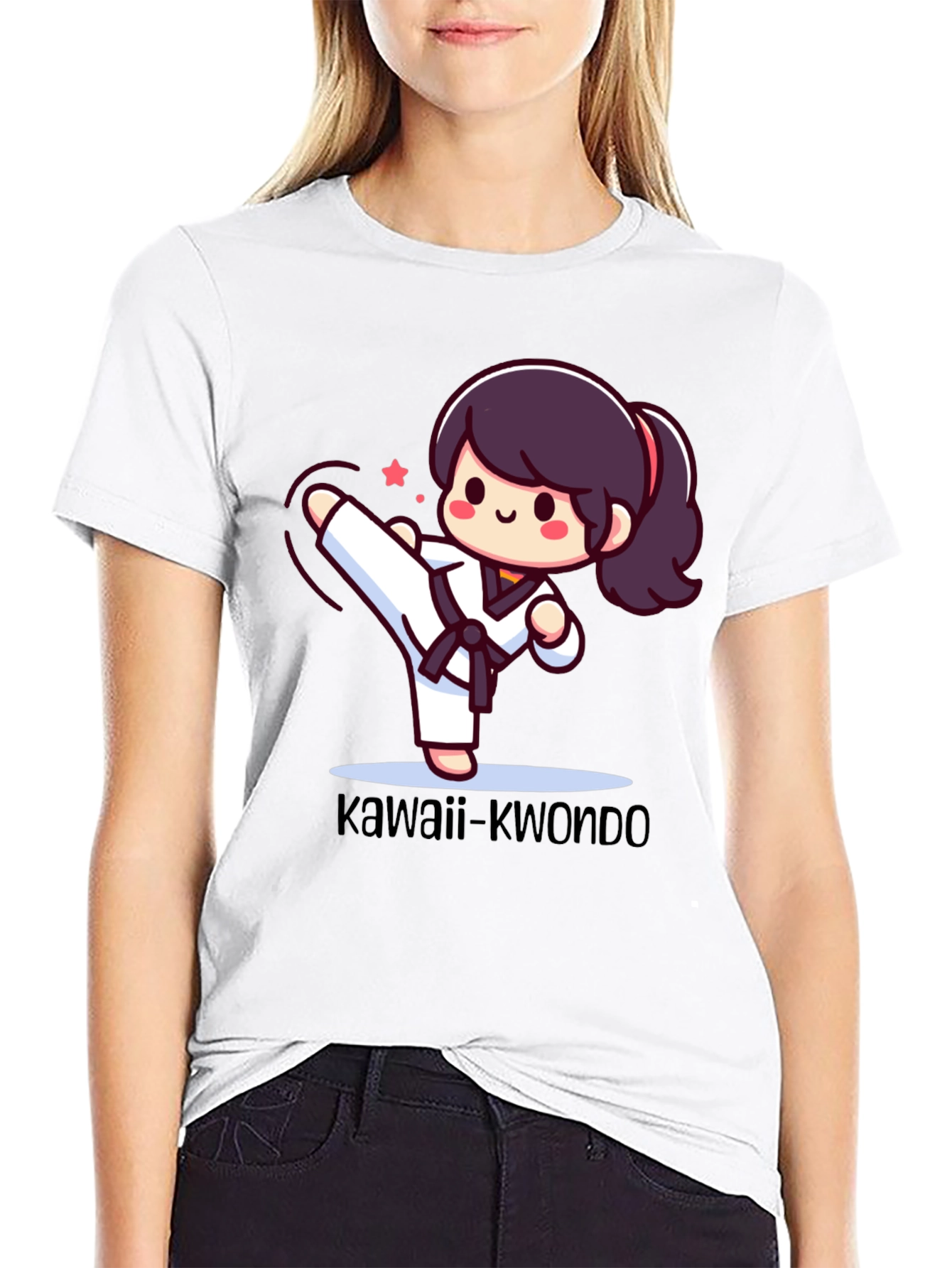 Black Kawaii Kwondo Black T-Shirt view 9