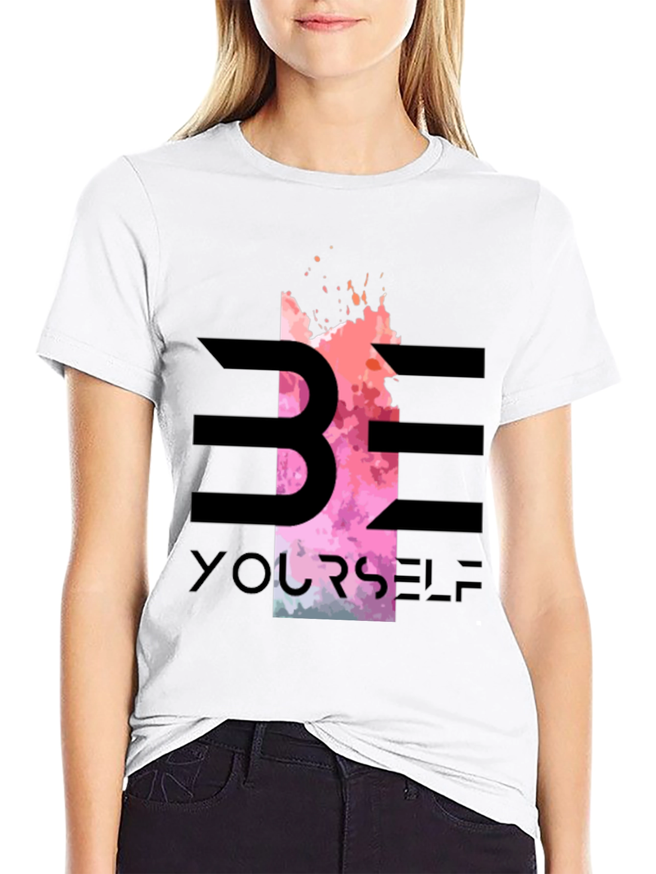 Black Be Yourself Graphic Tee - Stylish Black T-Shirt view 9