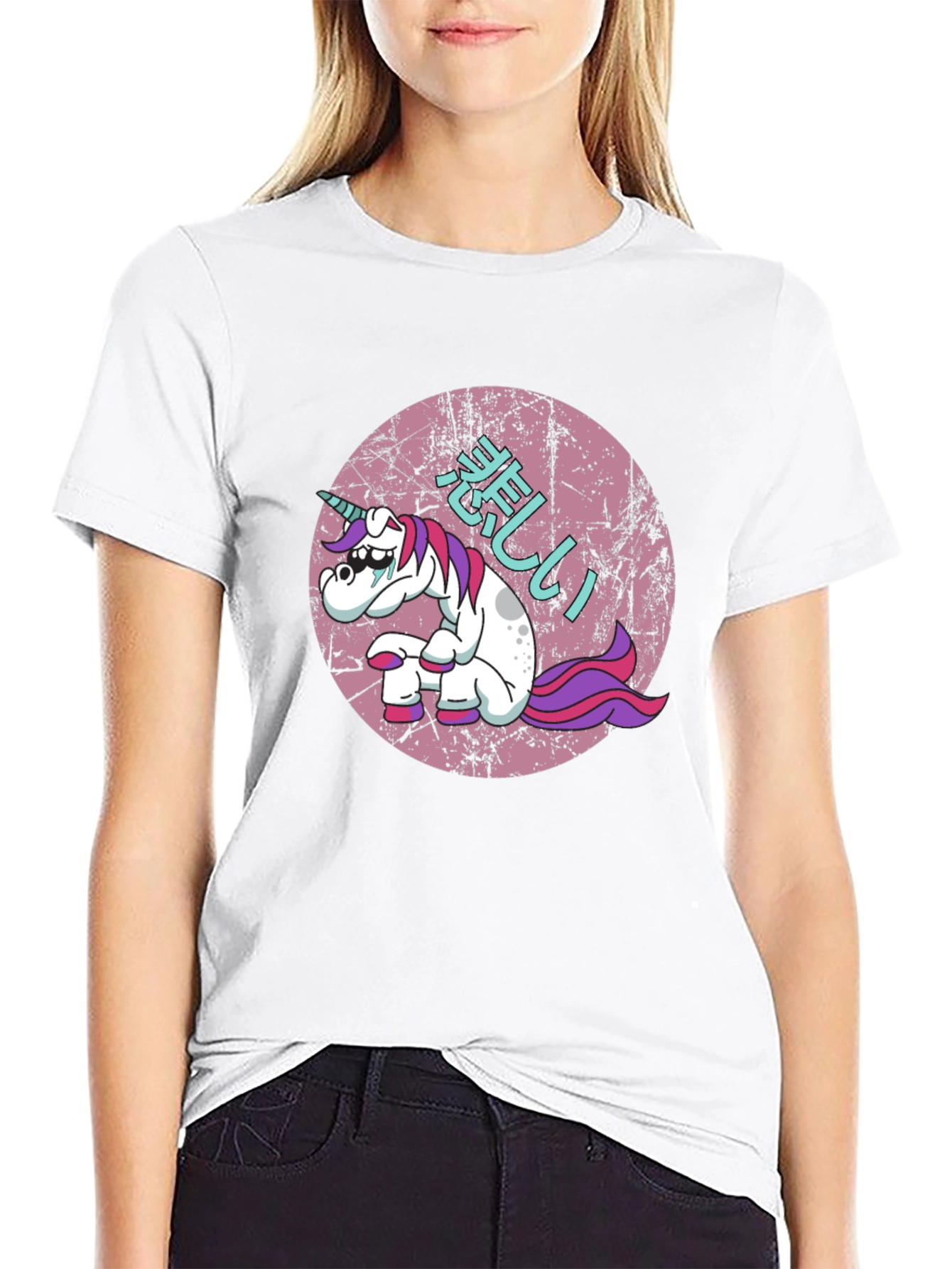 Black Sad Unicorn T-Shirt - Anime Graphic Tee view 9