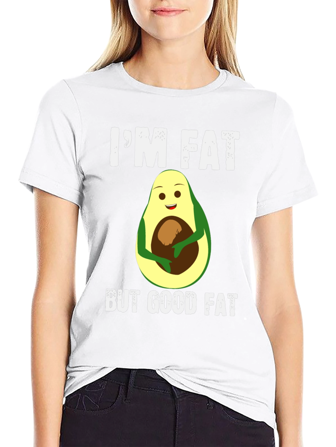Black I'm Fat But Good Fat Avocado T-Shirt view 9