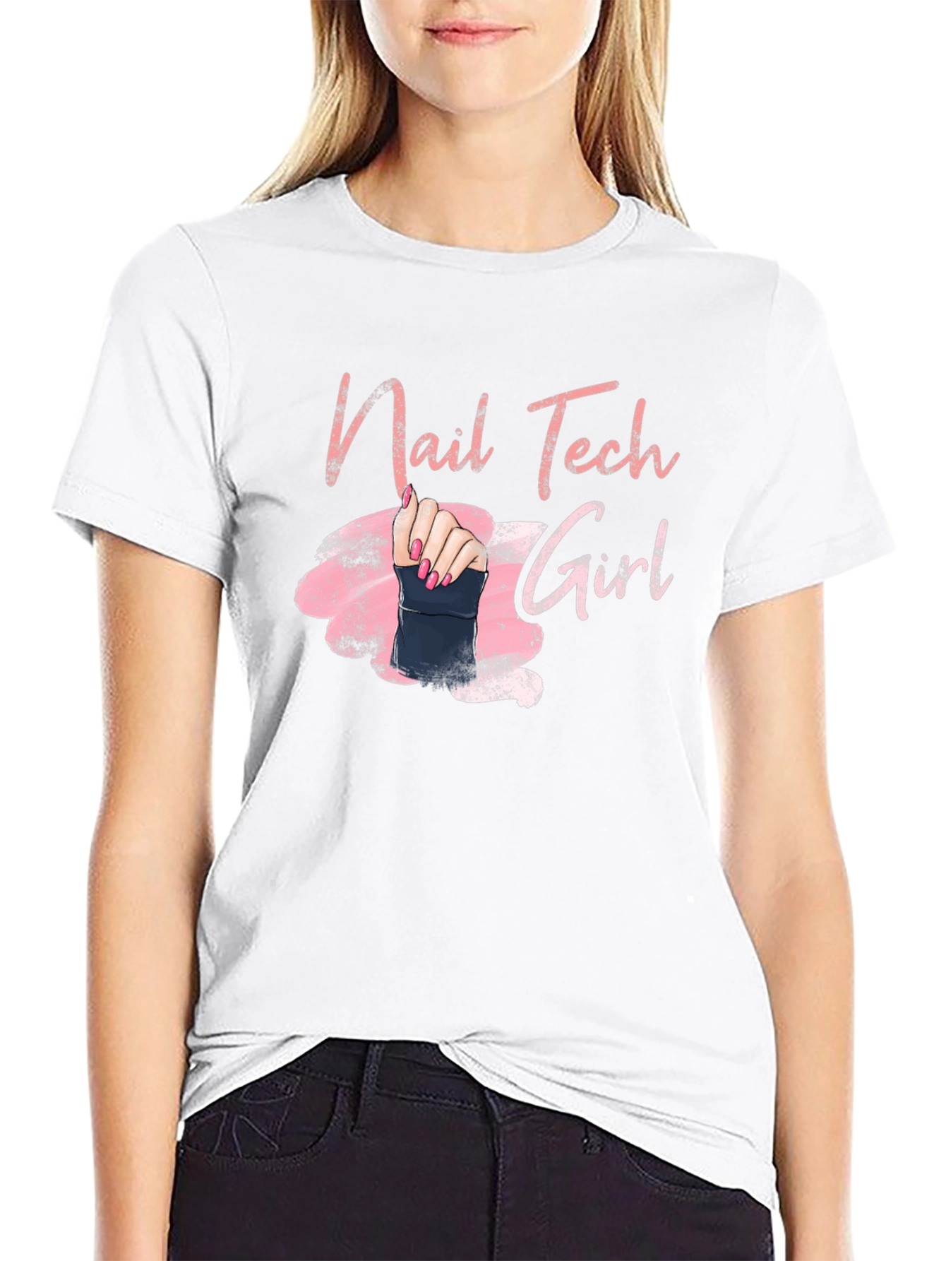 Black Nail Tech Girl Graphic Tee - Manicure Artist Shirt view 9