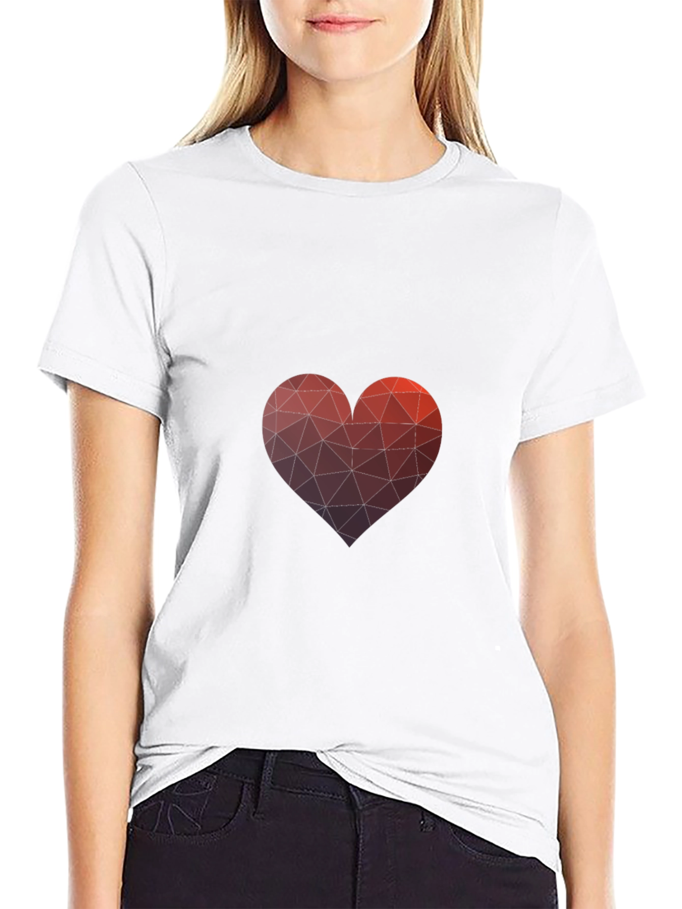 Black Geometric Heart Graphic Black T-Shirt view 9