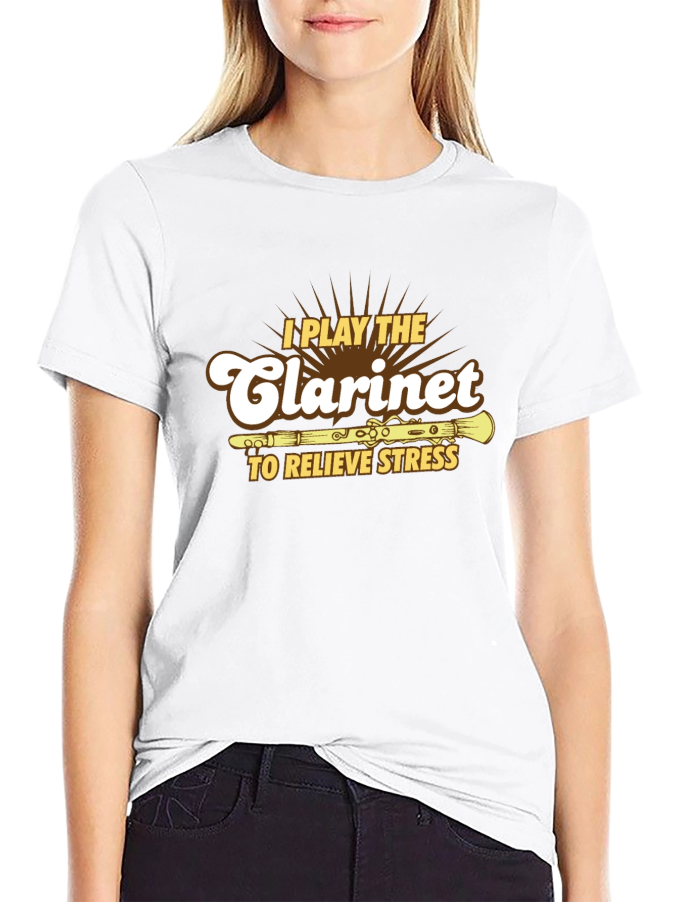 Black Clarinet Player T-Shirt - Relieve Stress in Style! view 9