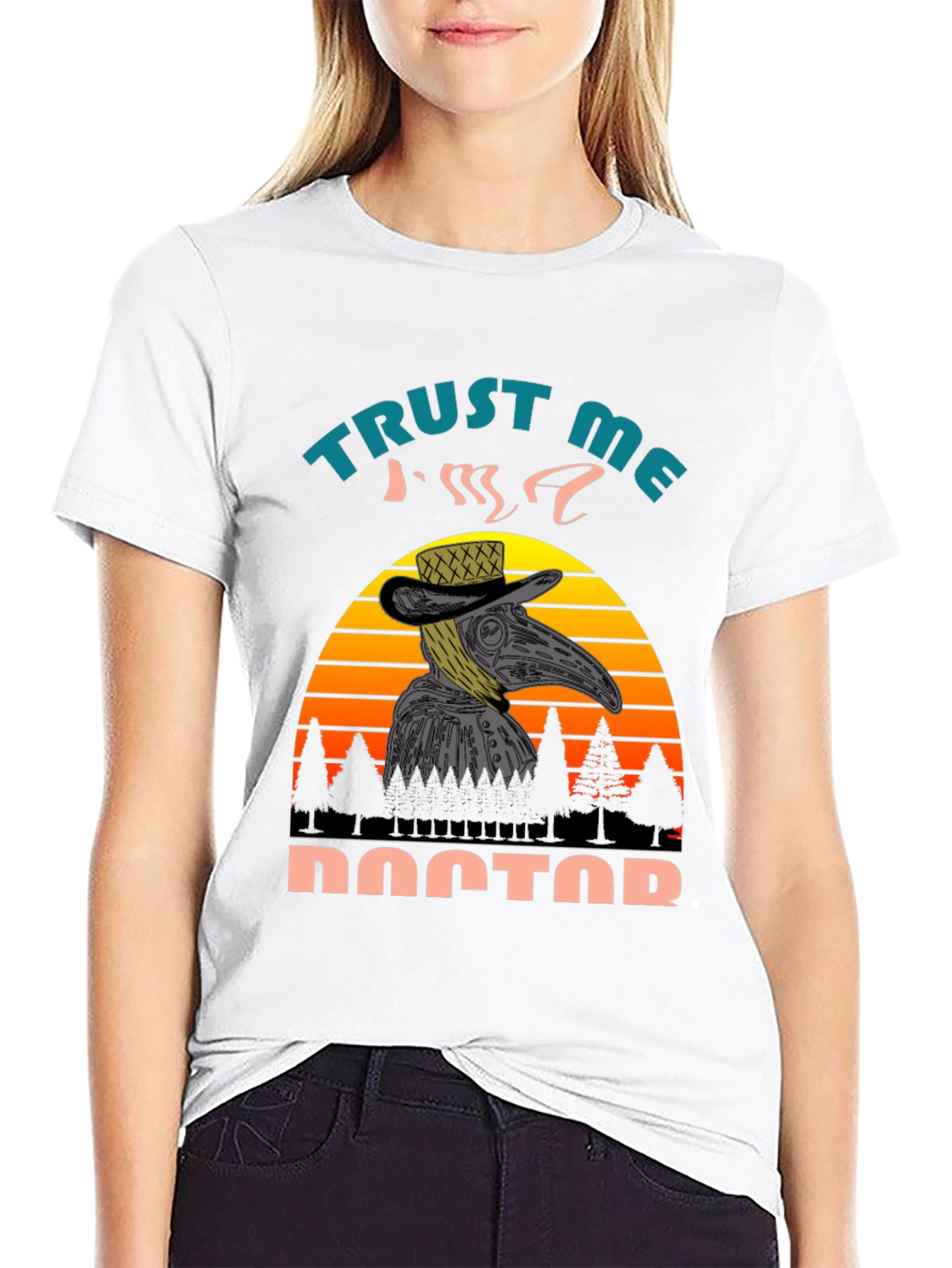 Black Trust Me I'm A Doctor Plague T-Shirt Retro Sunset view 9