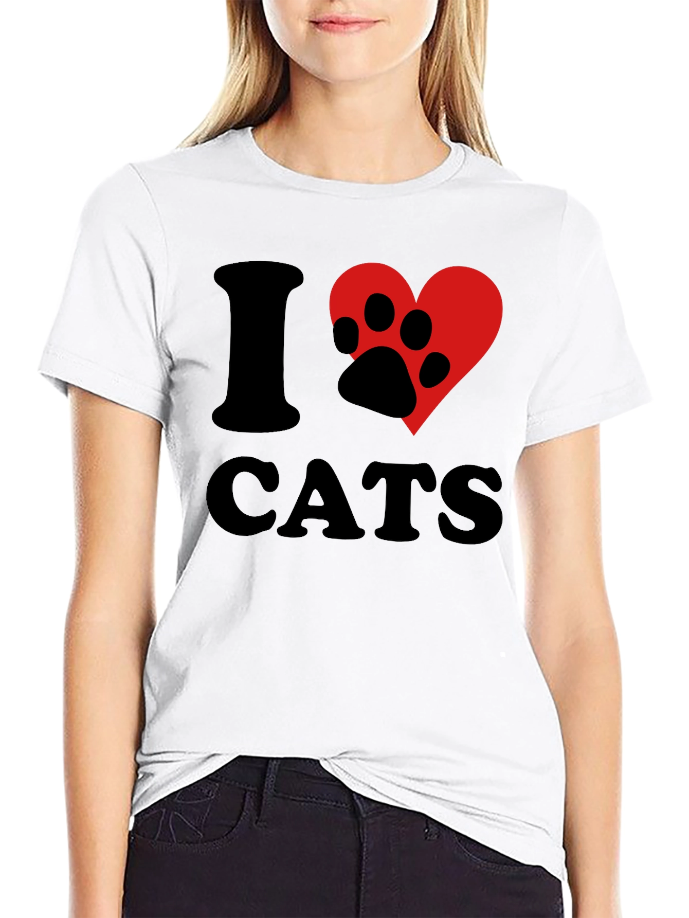 I Heart Cats T-Shirt - Black Cat Lover Tee - 9