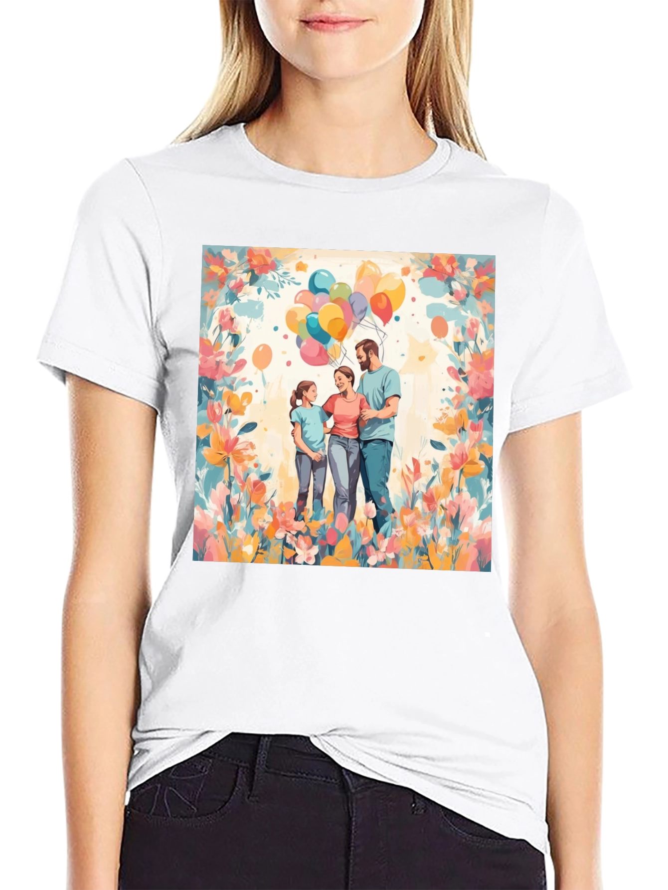 Black Family Balloon Art Black T-Shirt view 9