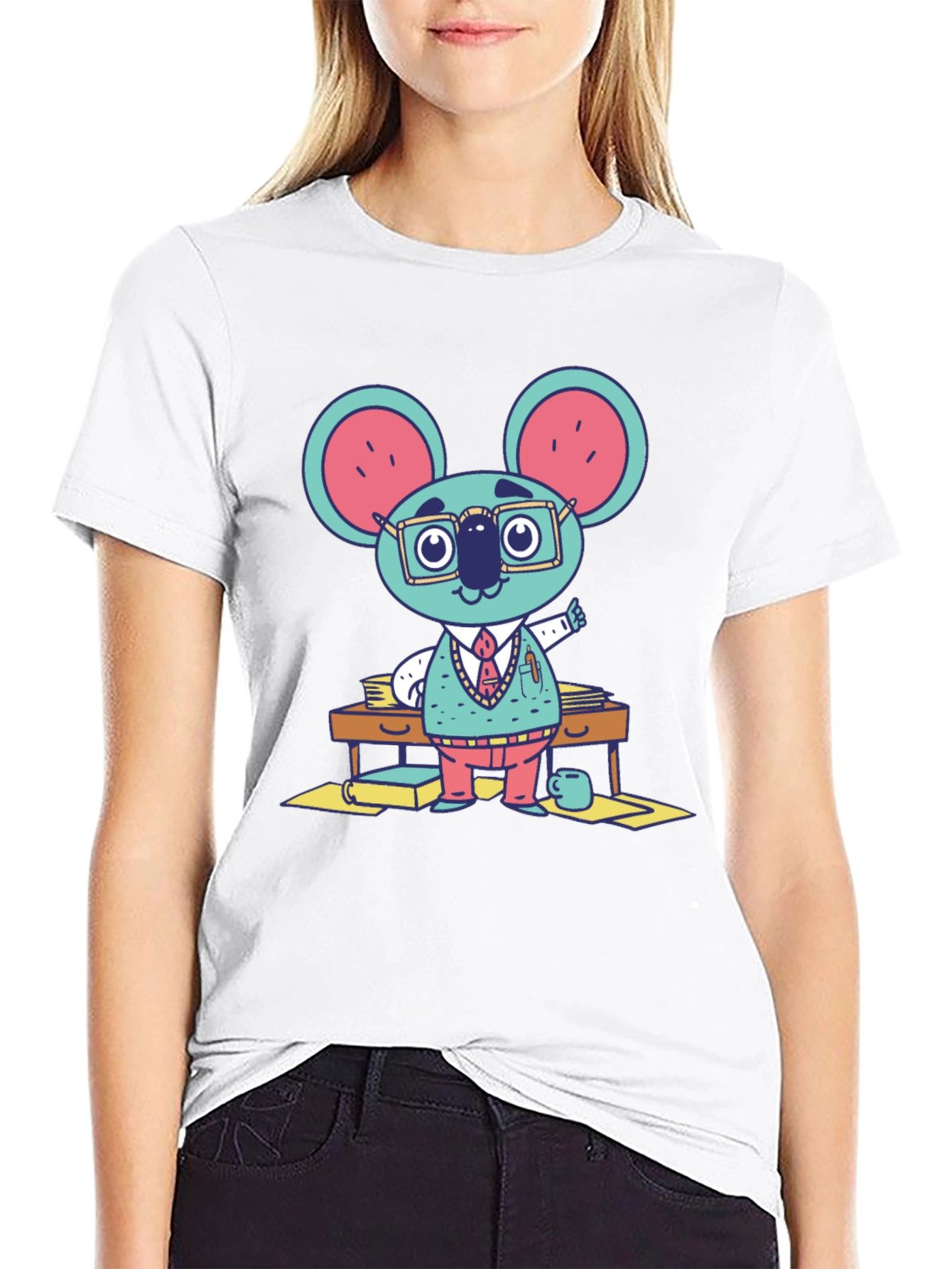 Black Quirky Koala Professor Graphic Tee view 9