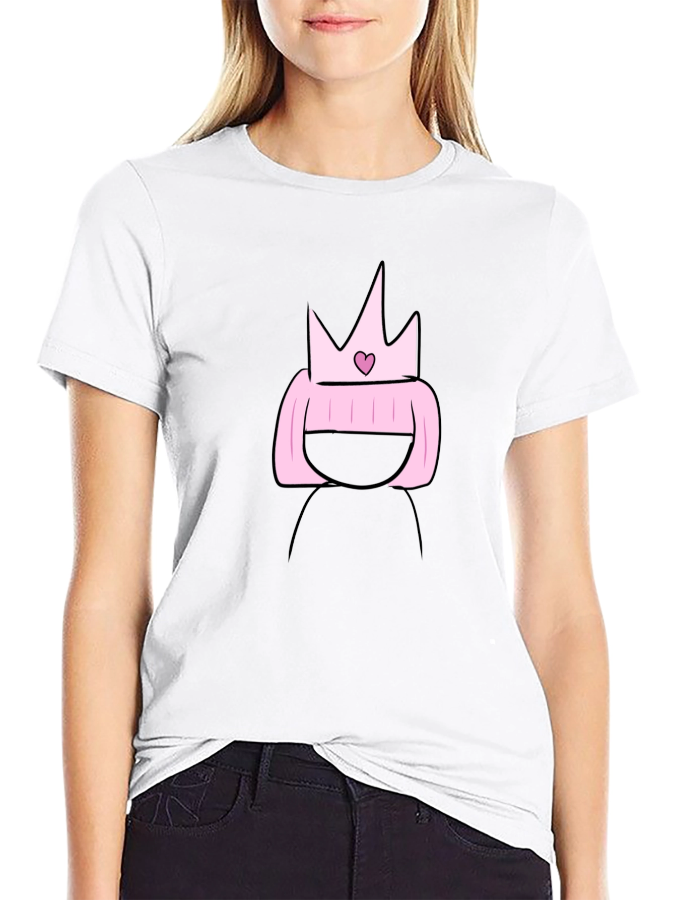 Black Cartoon Princess T-Shirt - Black Cotton Tee view 9