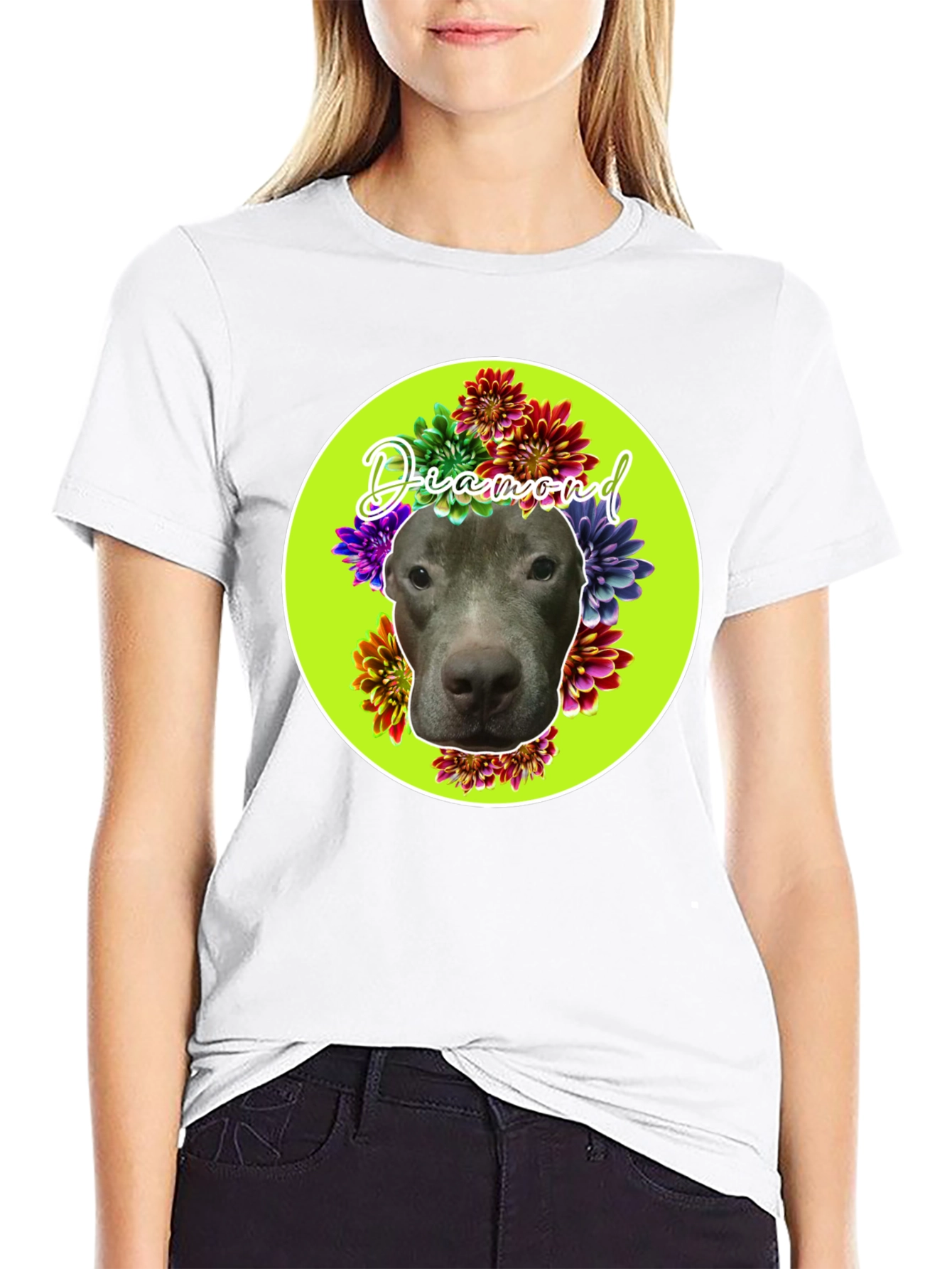 Diamond Dog Floral T-Shirt - Custom Pet Tee - 9