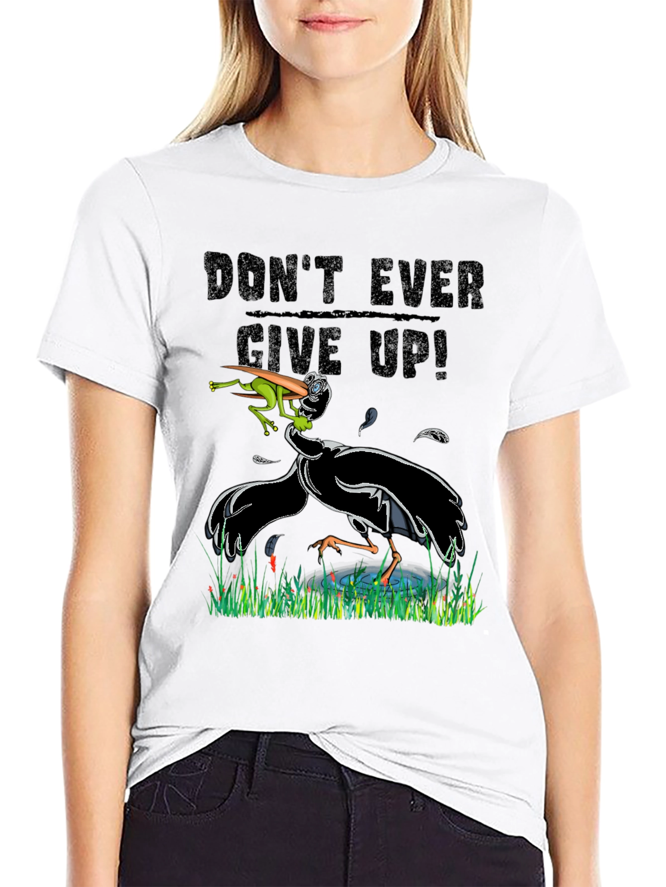 Black Don't Ever Give Up Funny Graphic Tee view 9