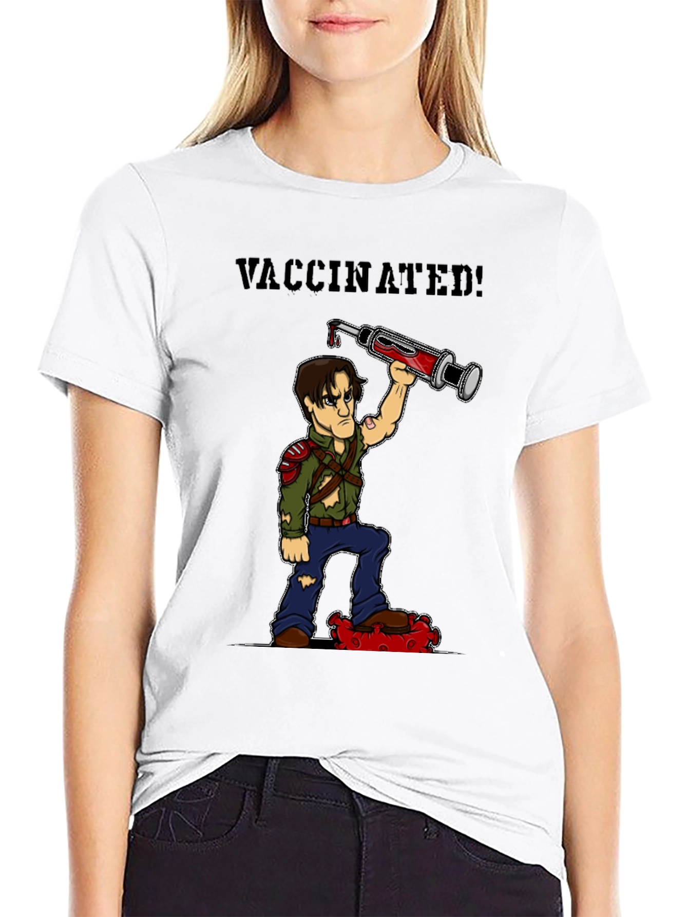 Black Vaccinated Zombie T-Shirt: Virus Slayer view 9