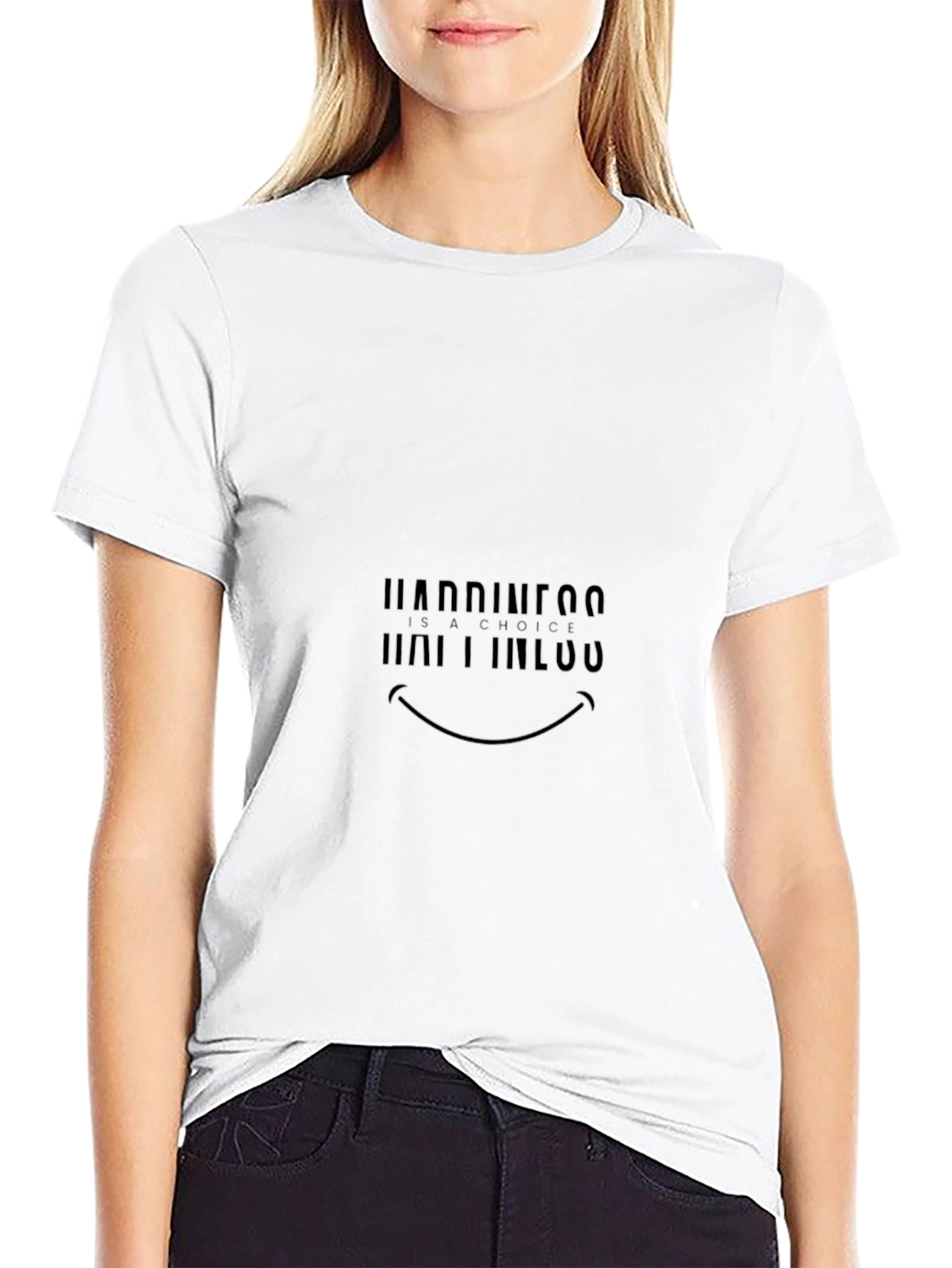 Black Happiness Graphic Print T-Shirt view 9