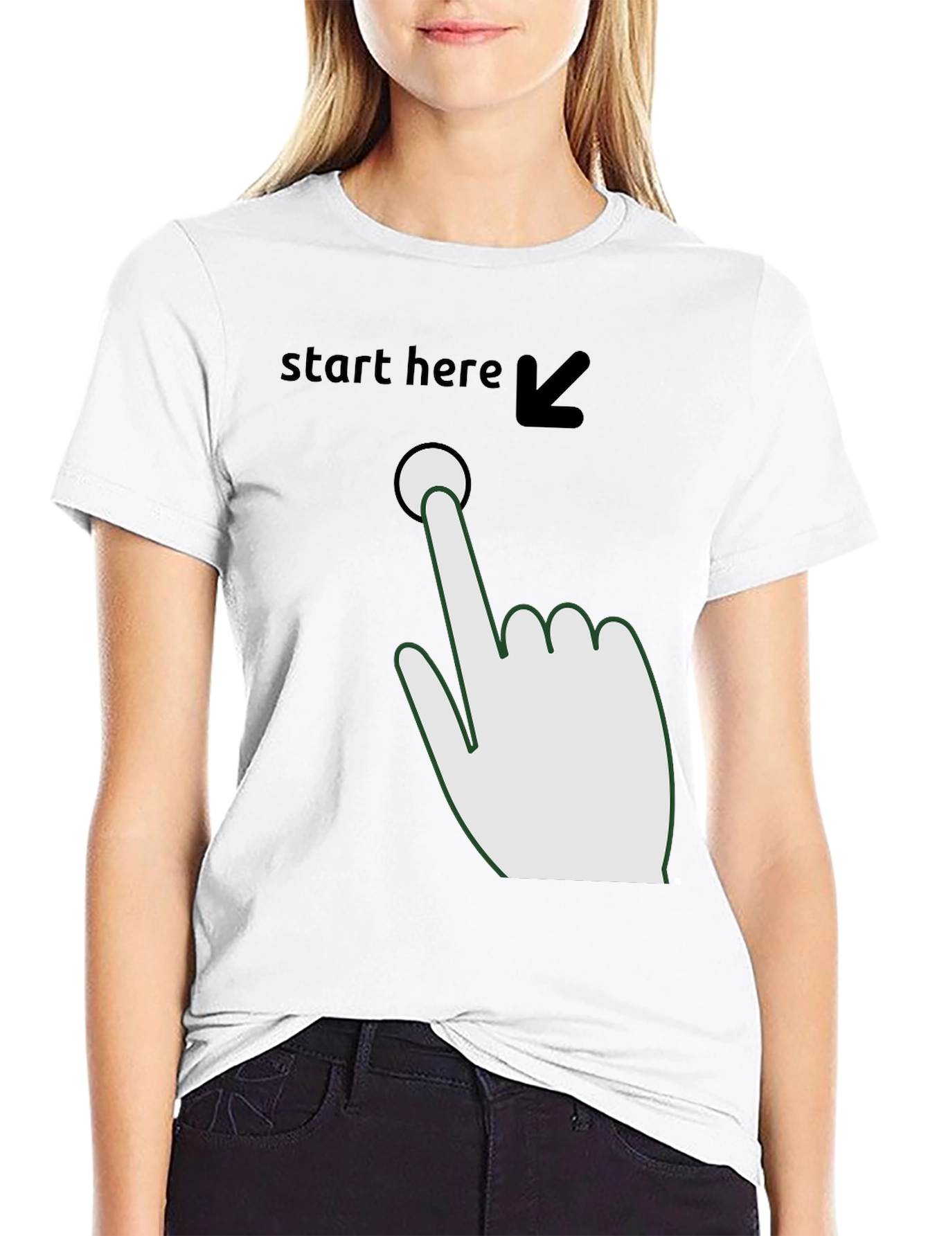 Black Start Here Graphic Tee - Funny Novelty Shirt view 9