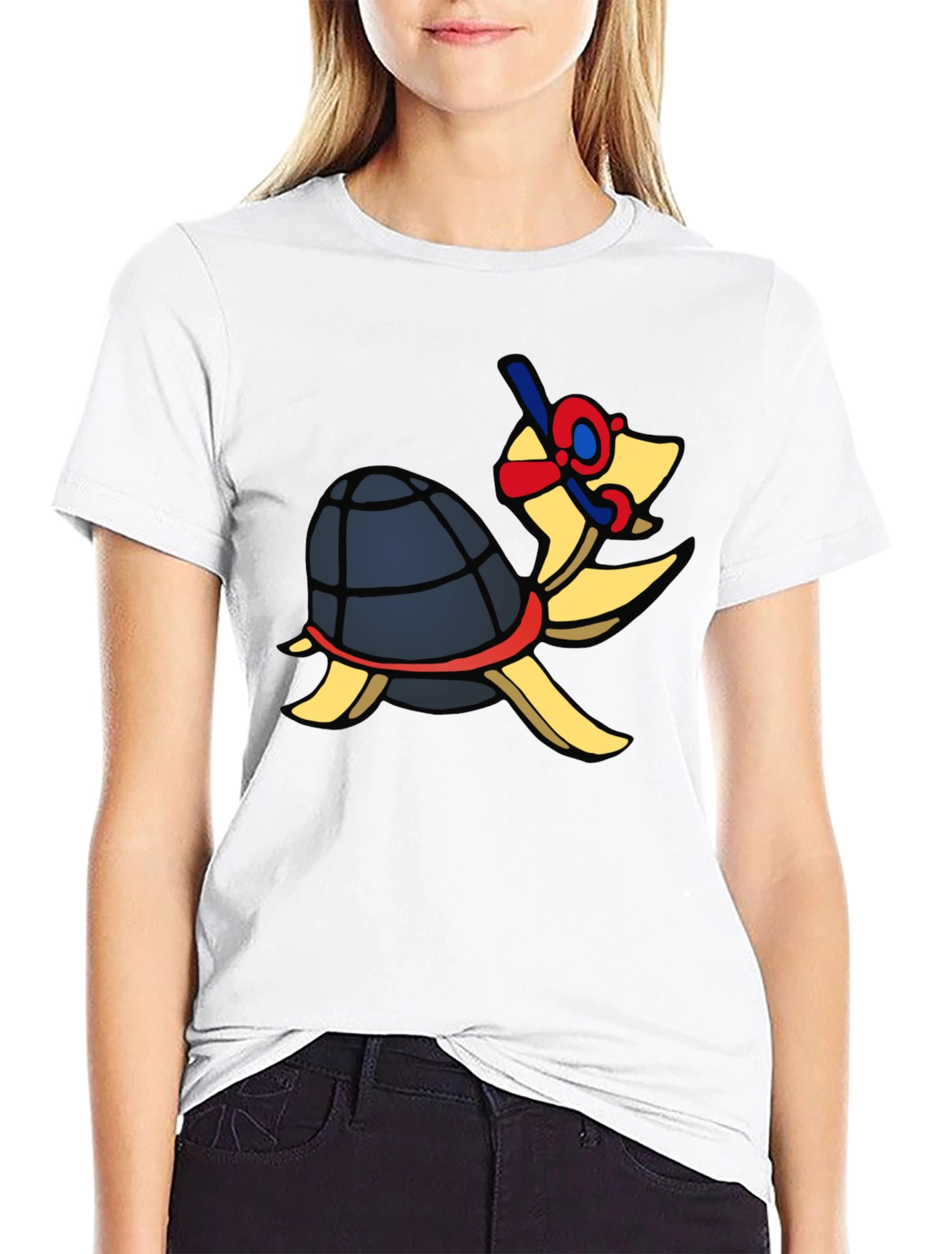 Black Snorkeling Turtle Graphic Tee - Black Cotton Blend Shirt view 9