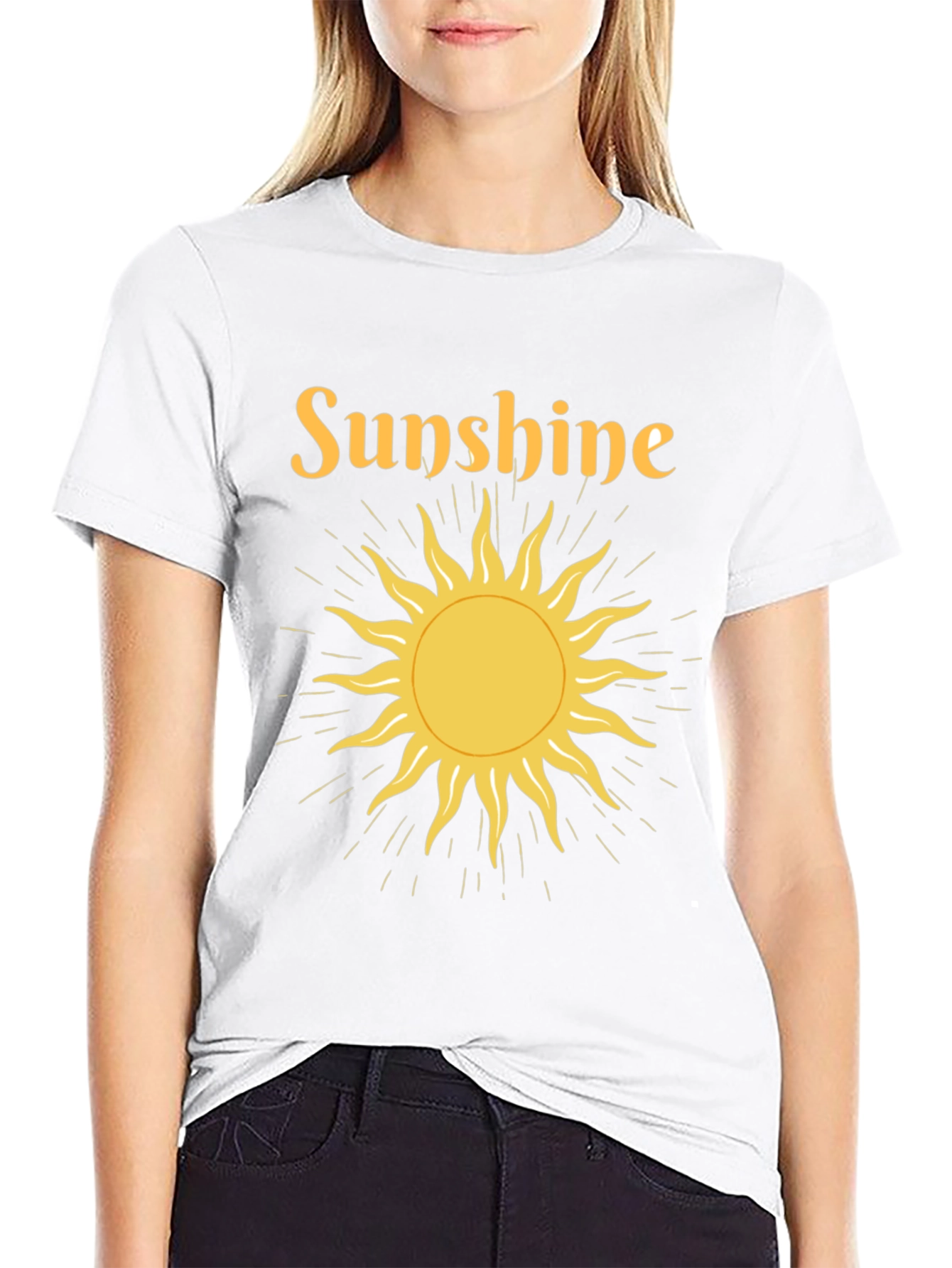 Black Sunshine Graphic Tee - Black Crew Neck T-Shirt view 9