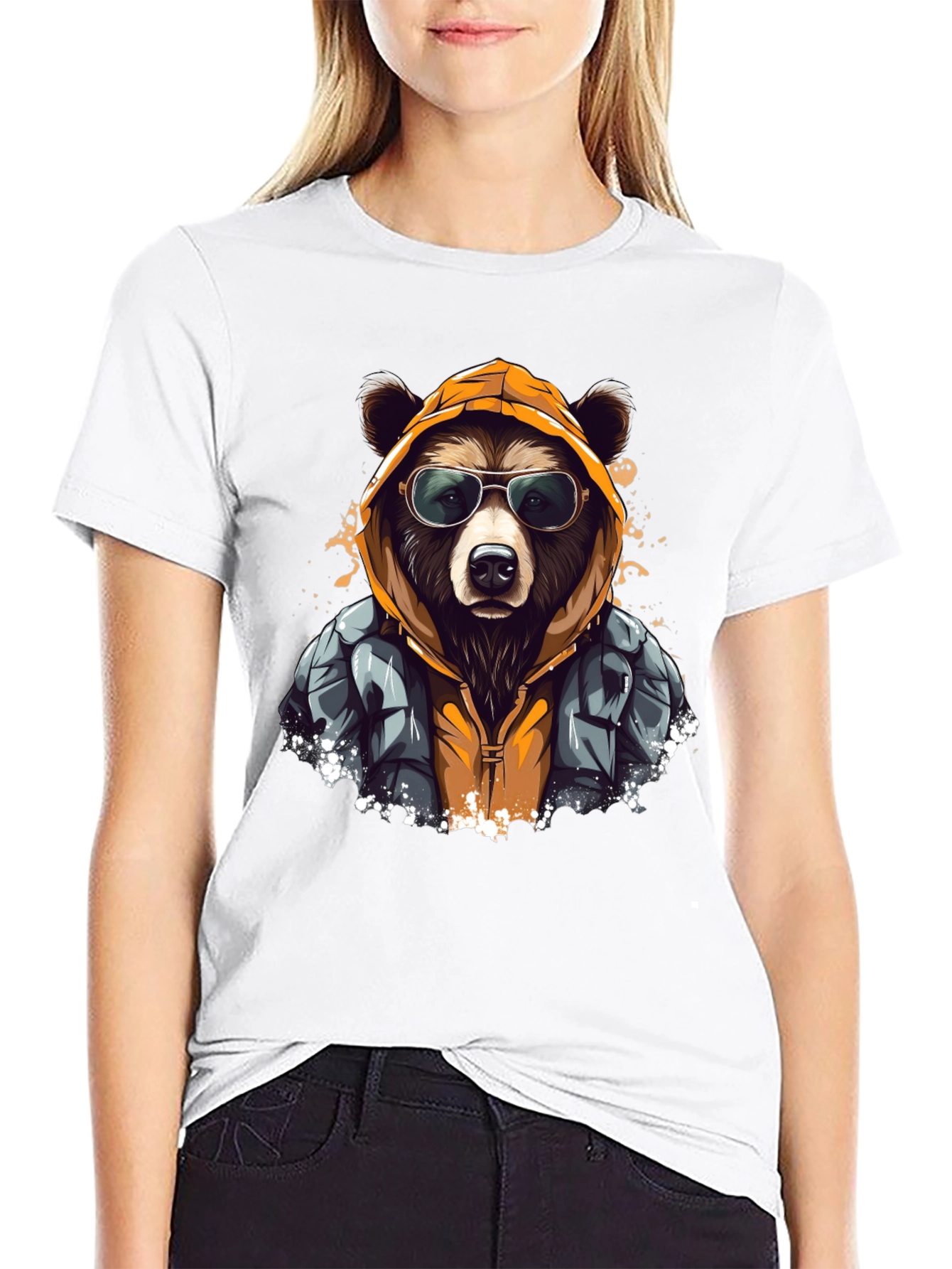 Black Cool Bear Graphic T-Shirt view 9