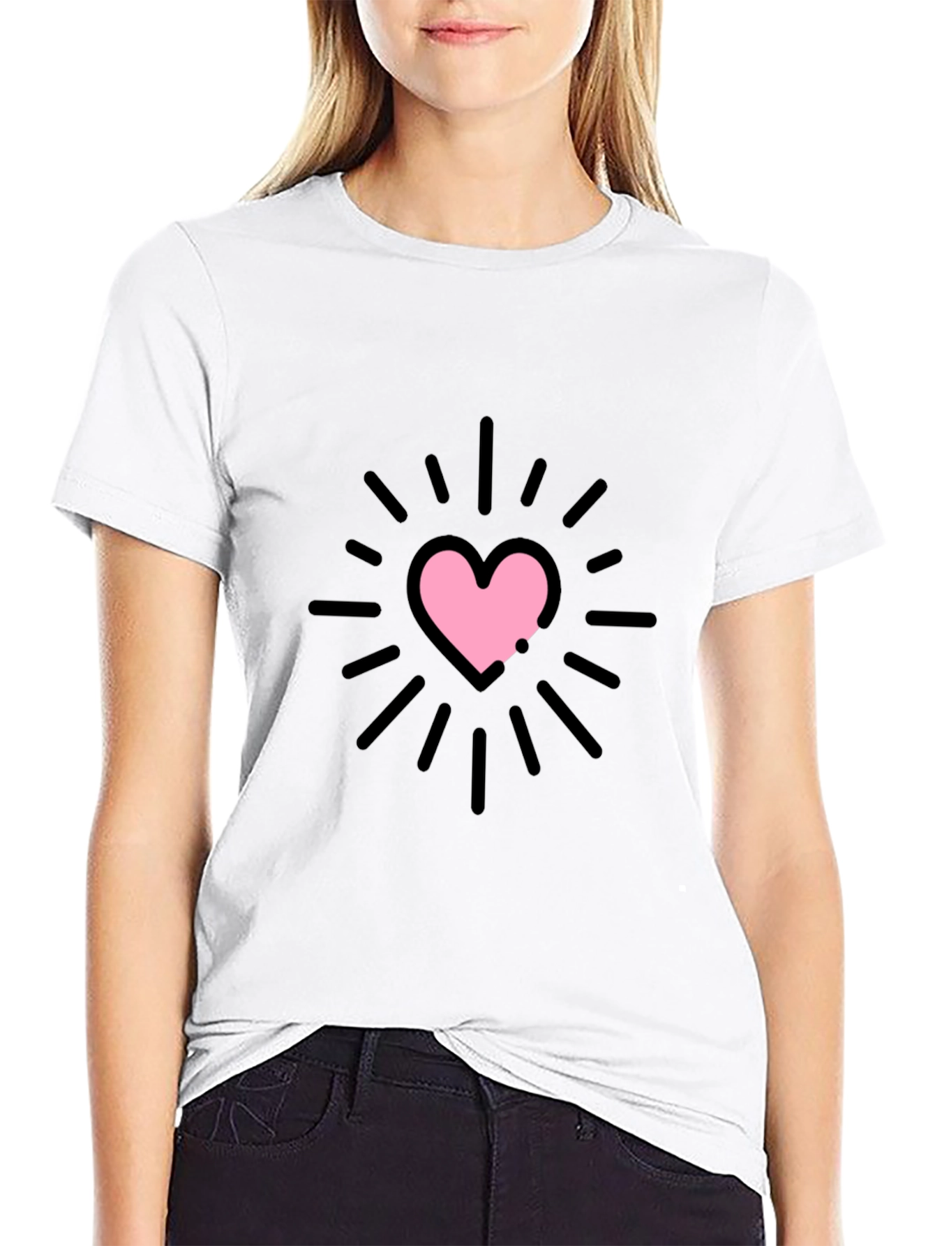 Black Heart Burst Graphic Tee - Black Unisex T-Shirt view 9