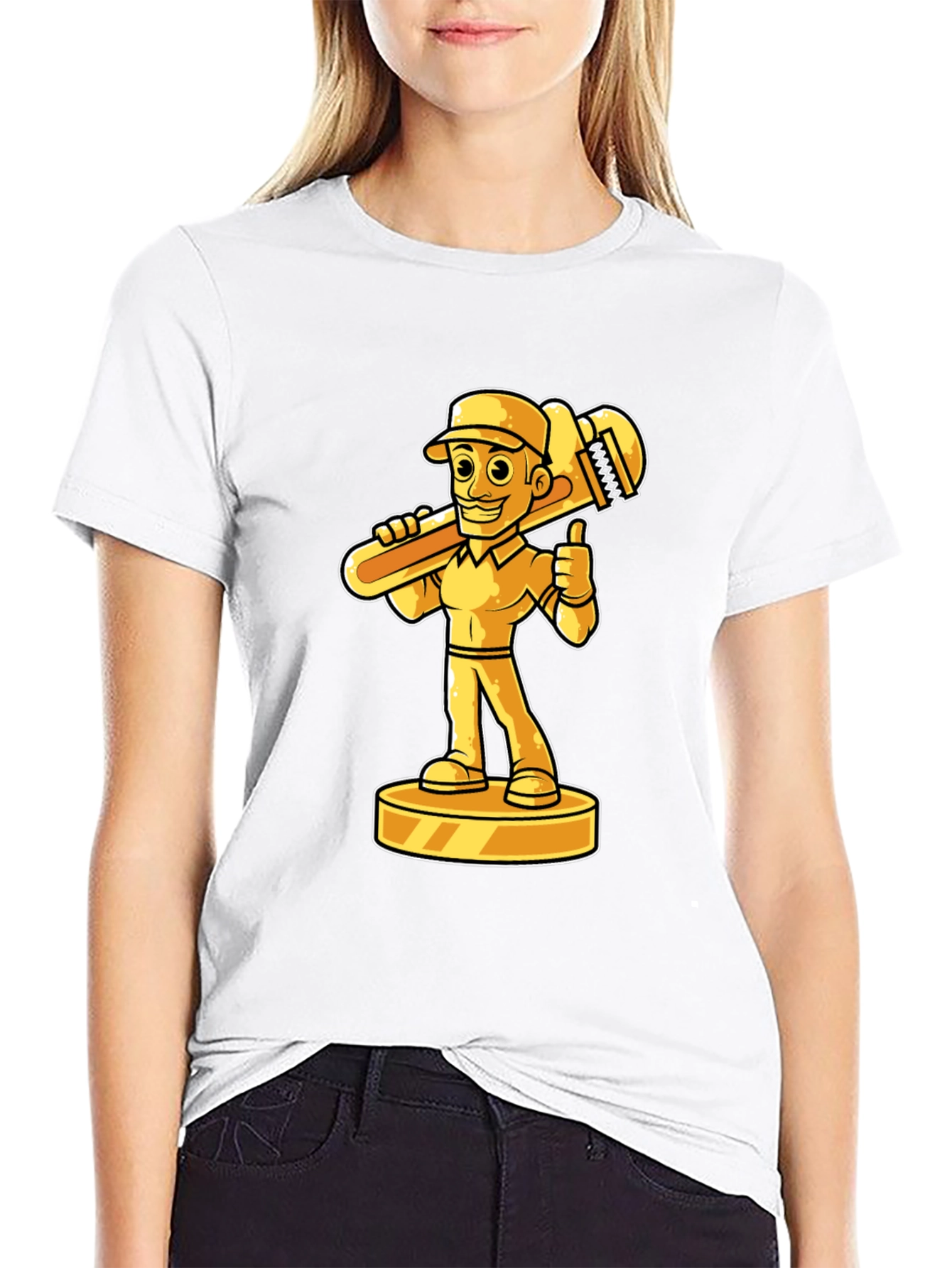 Black Plumber Cartoon Graphic Tee view 9