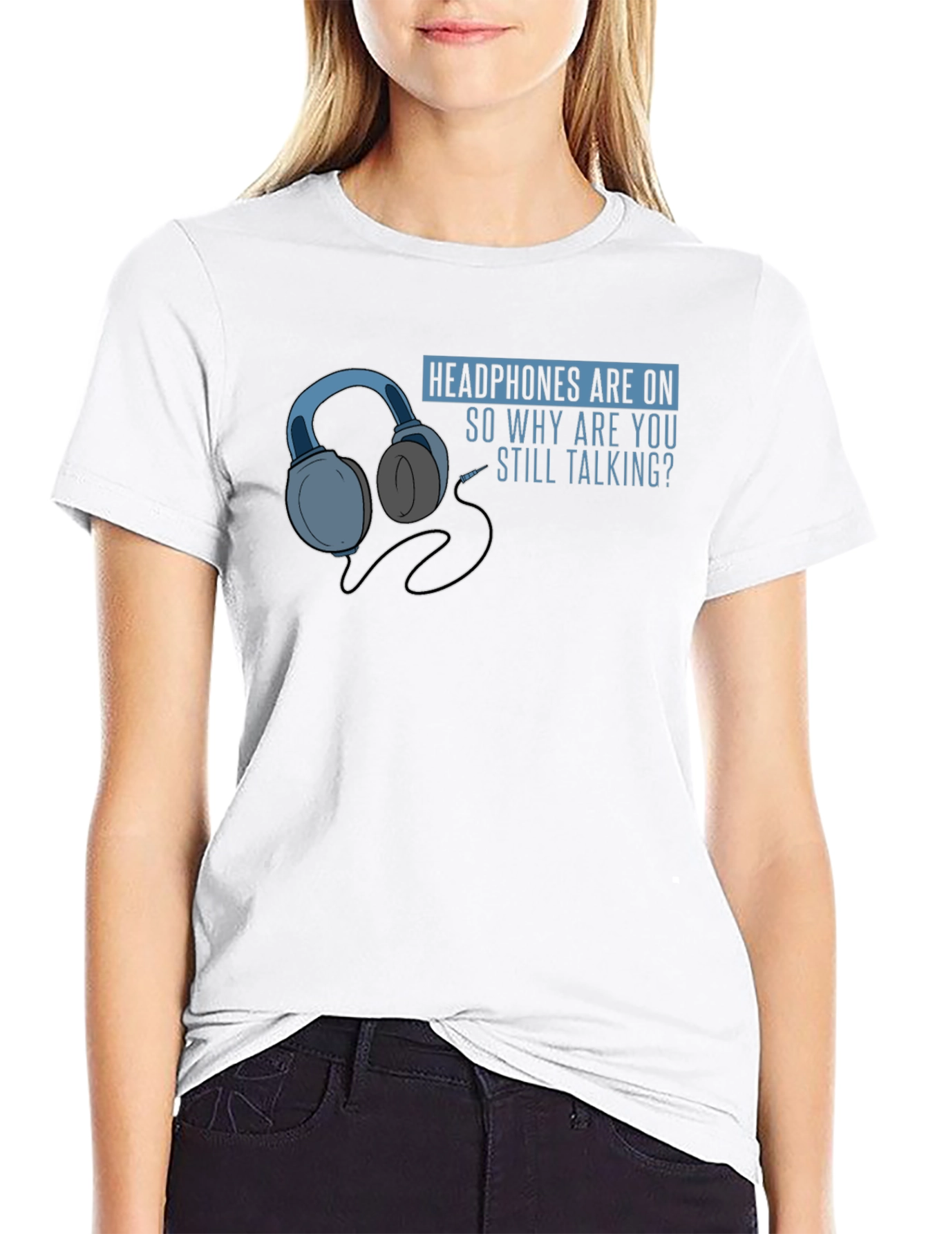 Black Headphones On Graphic T-Shirt - Introvert Humor view 9