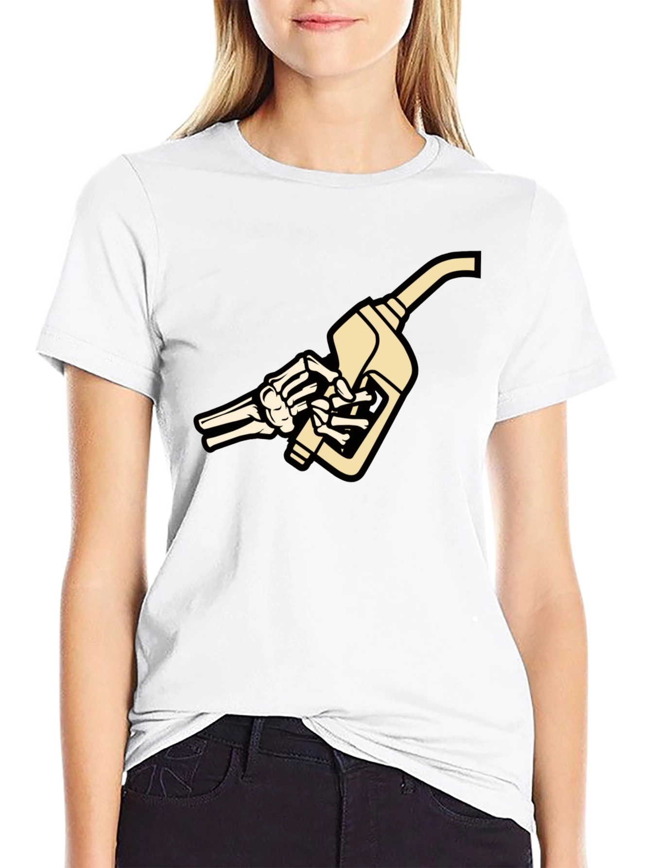 Black Skeleton Hand Fuel Pump Graphic T-Shirt view 9