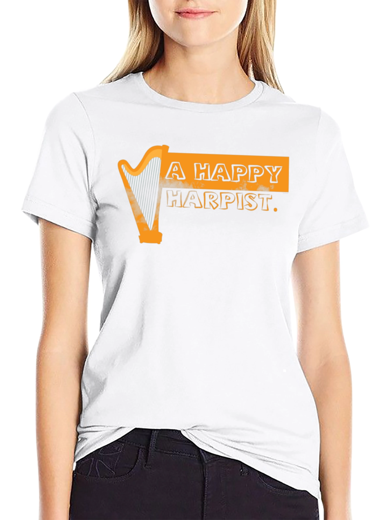 Black A Happy Harpist Graphic Tee view 9