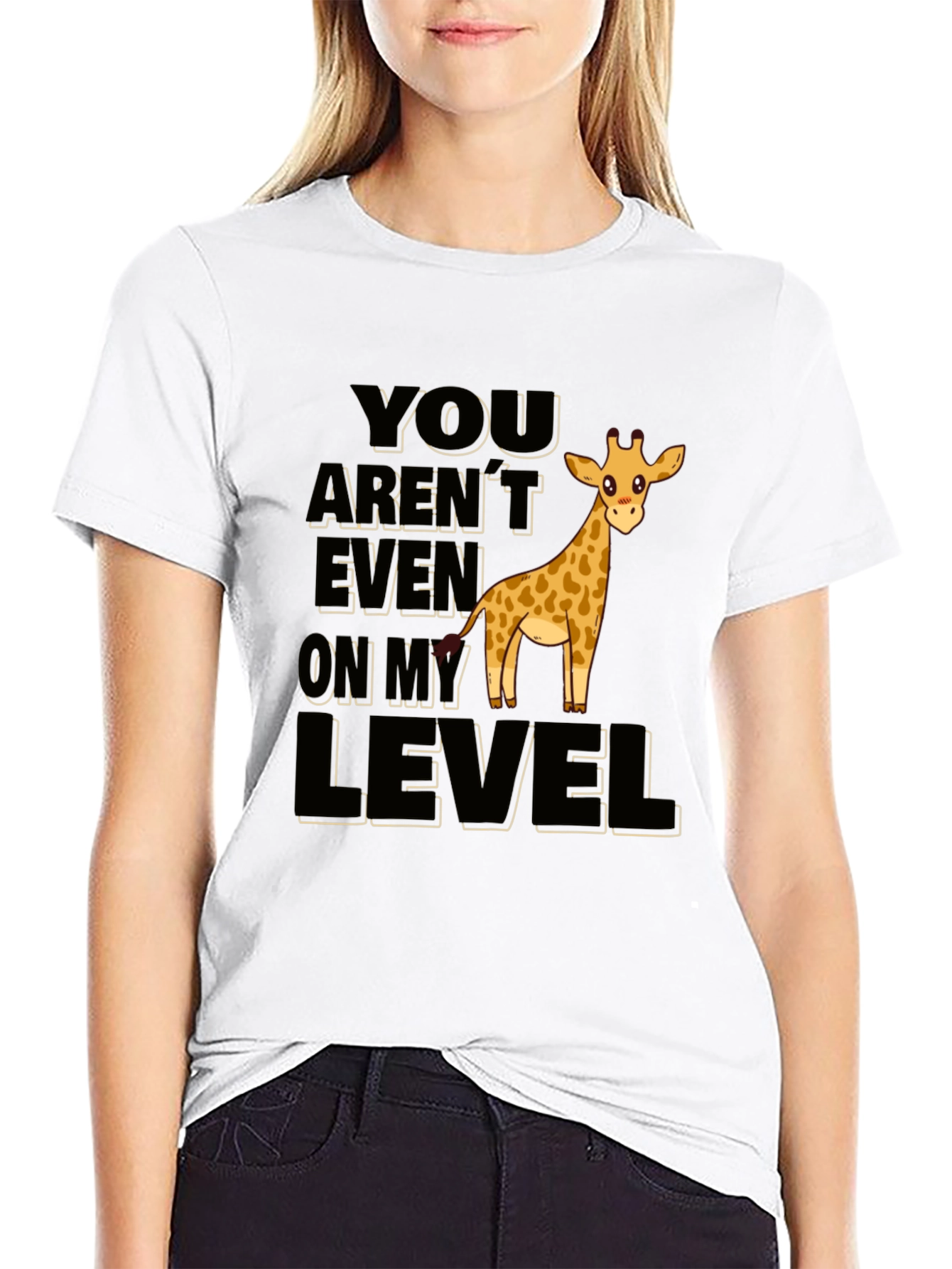 Black Funny Giraffe T-Shirt - You Aren't Even On My Level view 9