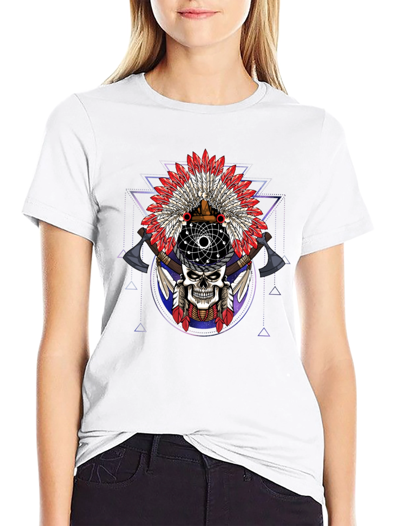 Black Skull Headdress Graphic Tee view 9