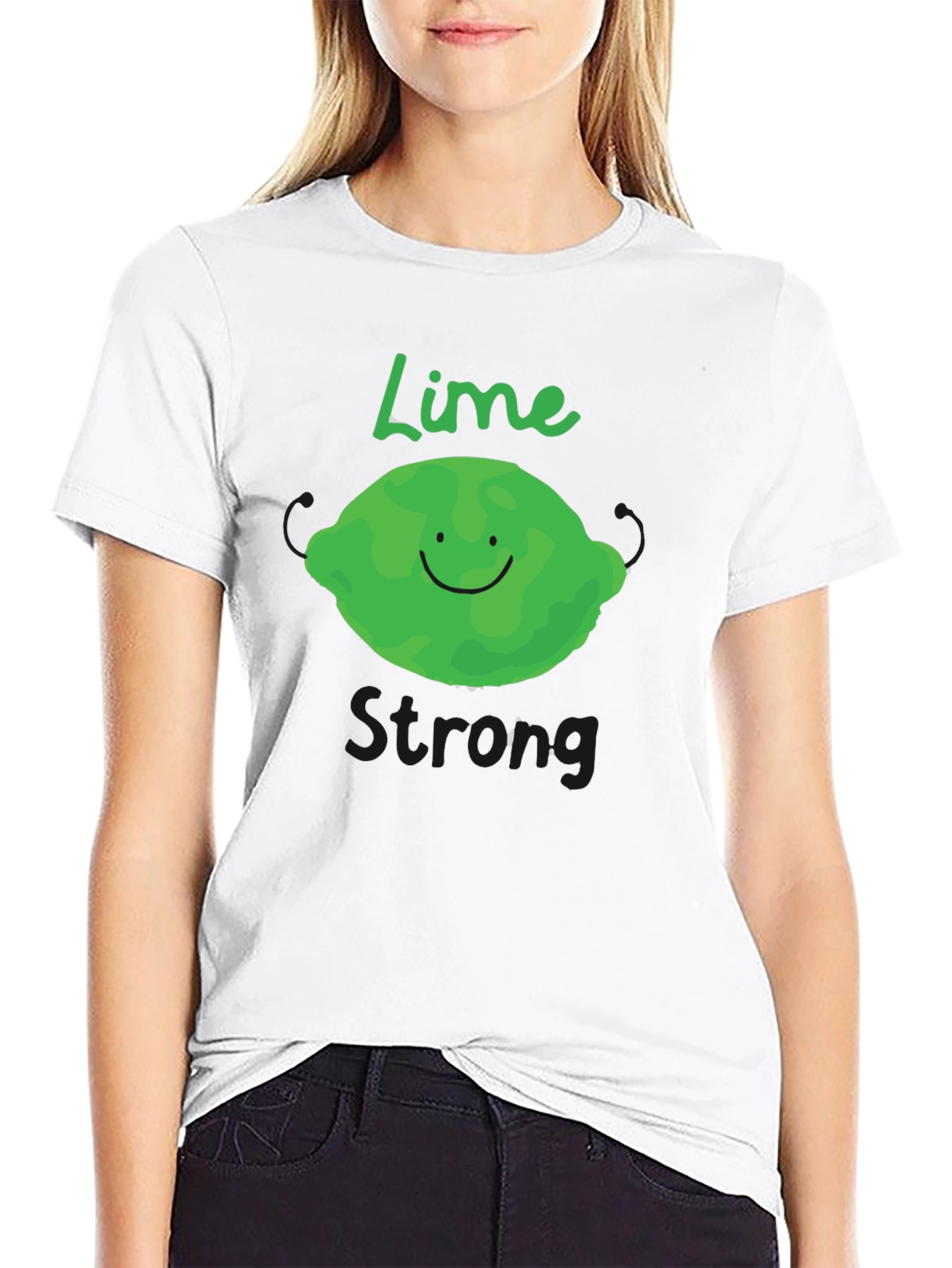 Black Lime Strong Black T-Shirt - Funny Fruit Graphic Tee view 9