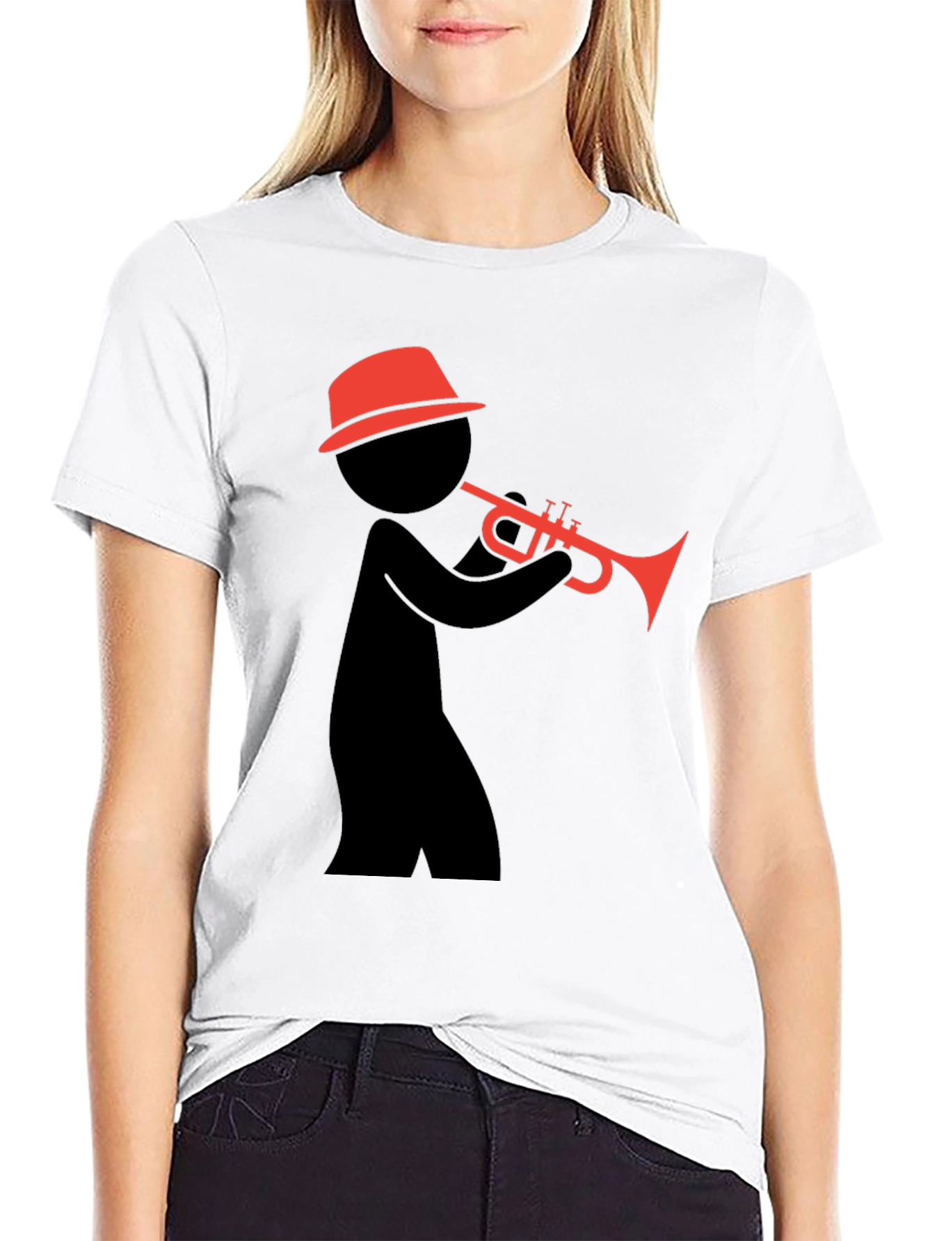 Black Cool Black T-Shirt with Trumpet Player Graphic view 9