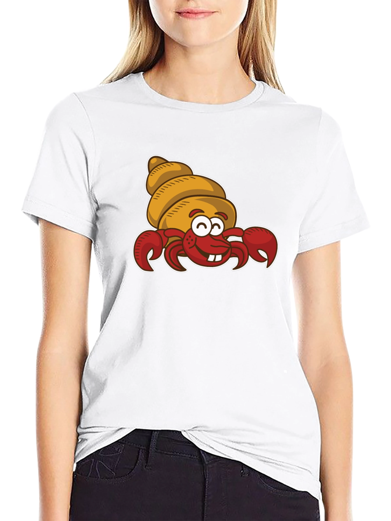 Black Cartoon Hermit Crab Graphic T-Shirt view 9