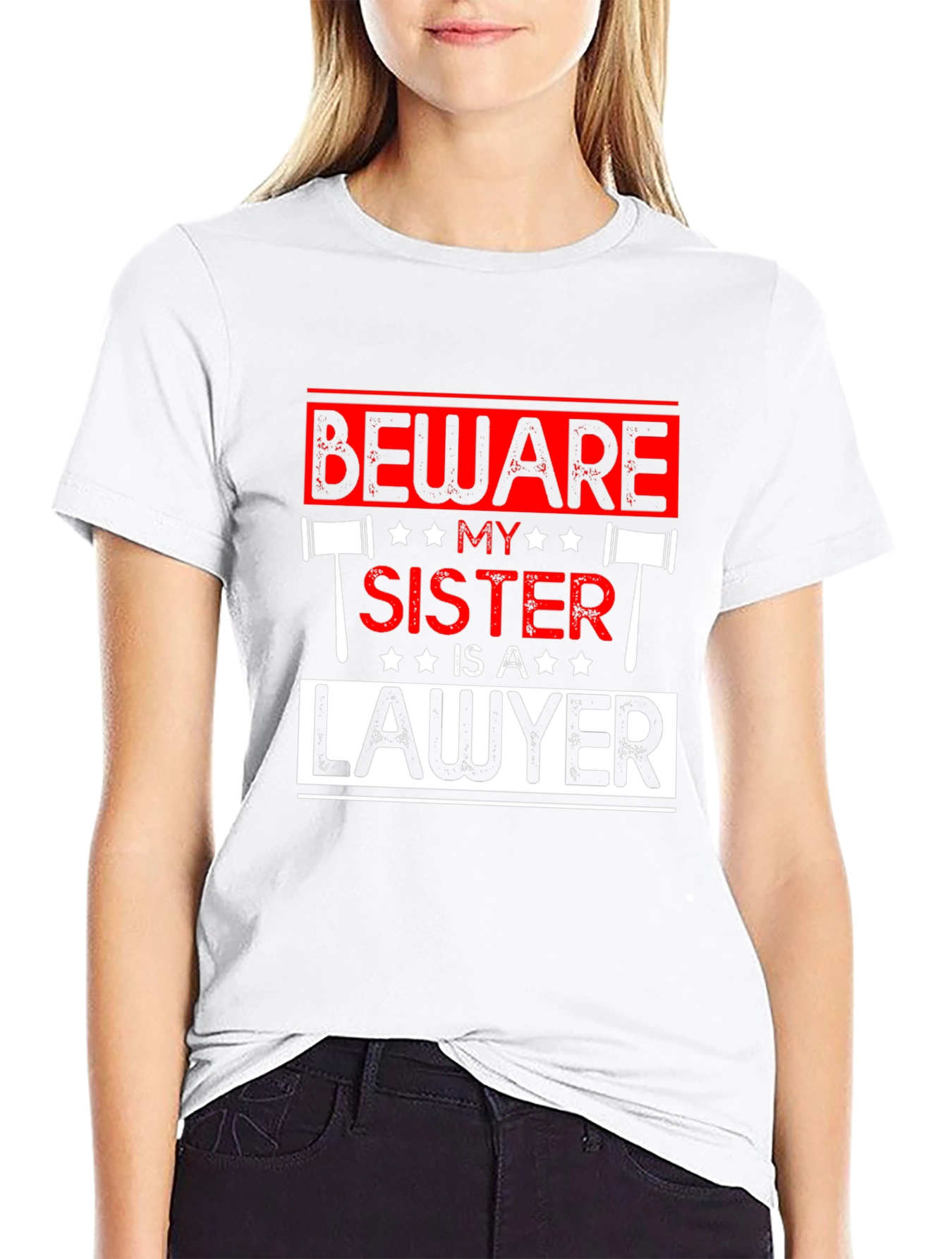 Black Beware My Sister Is A Lawyer T-Shirt view 9