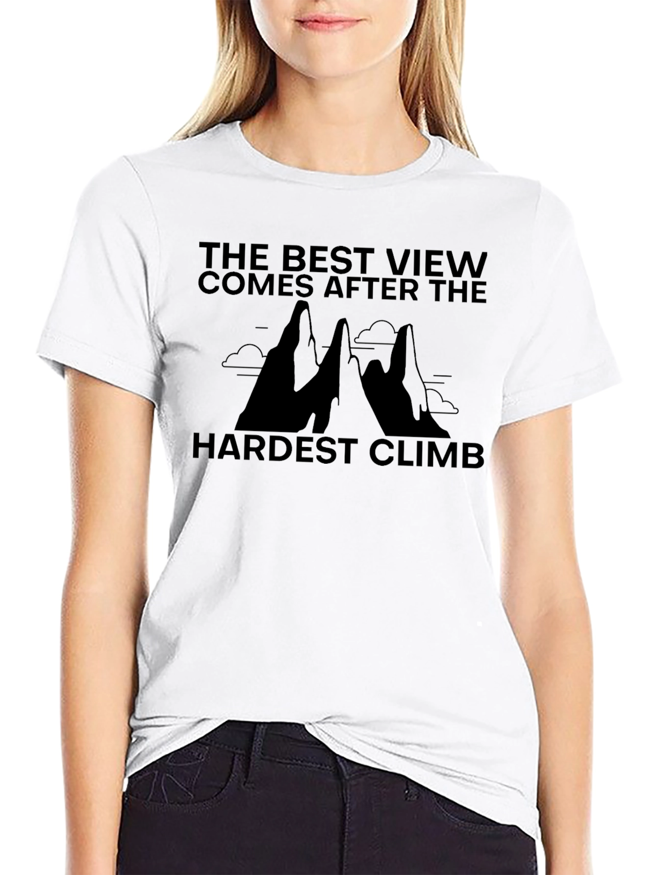 Black Best View Hardest Climb Graphic T-Shirt view 9