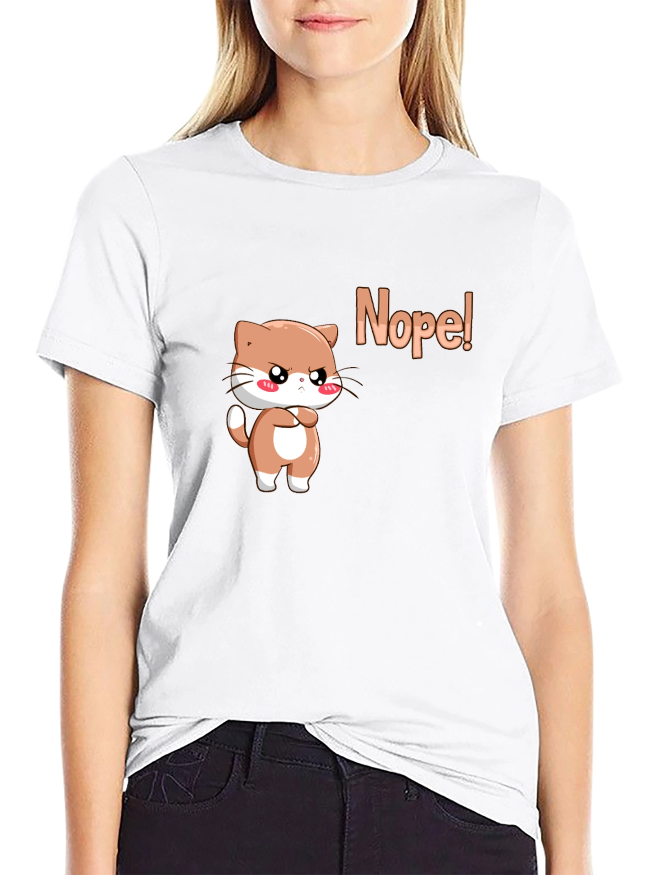 Black Nope Cat Graphic Tee - Trendy Cute T-Shirt view 9