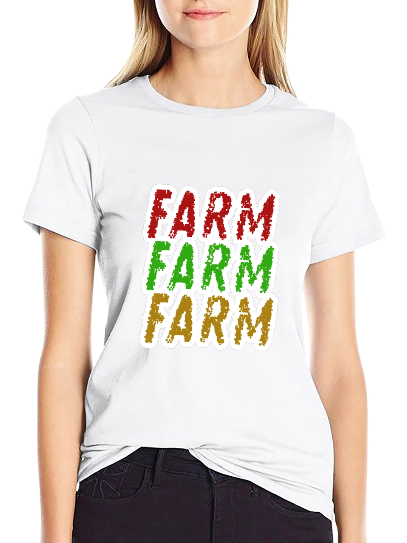 Black FARM Text Graphic Tee - Cool Farmer T-Shirt view 9