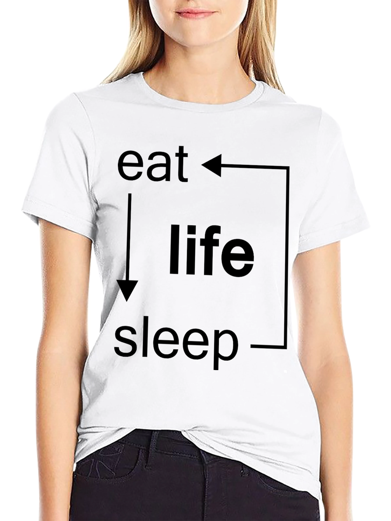 Black Eat Life Sleep Cycle Graphic T-Shirt view 9