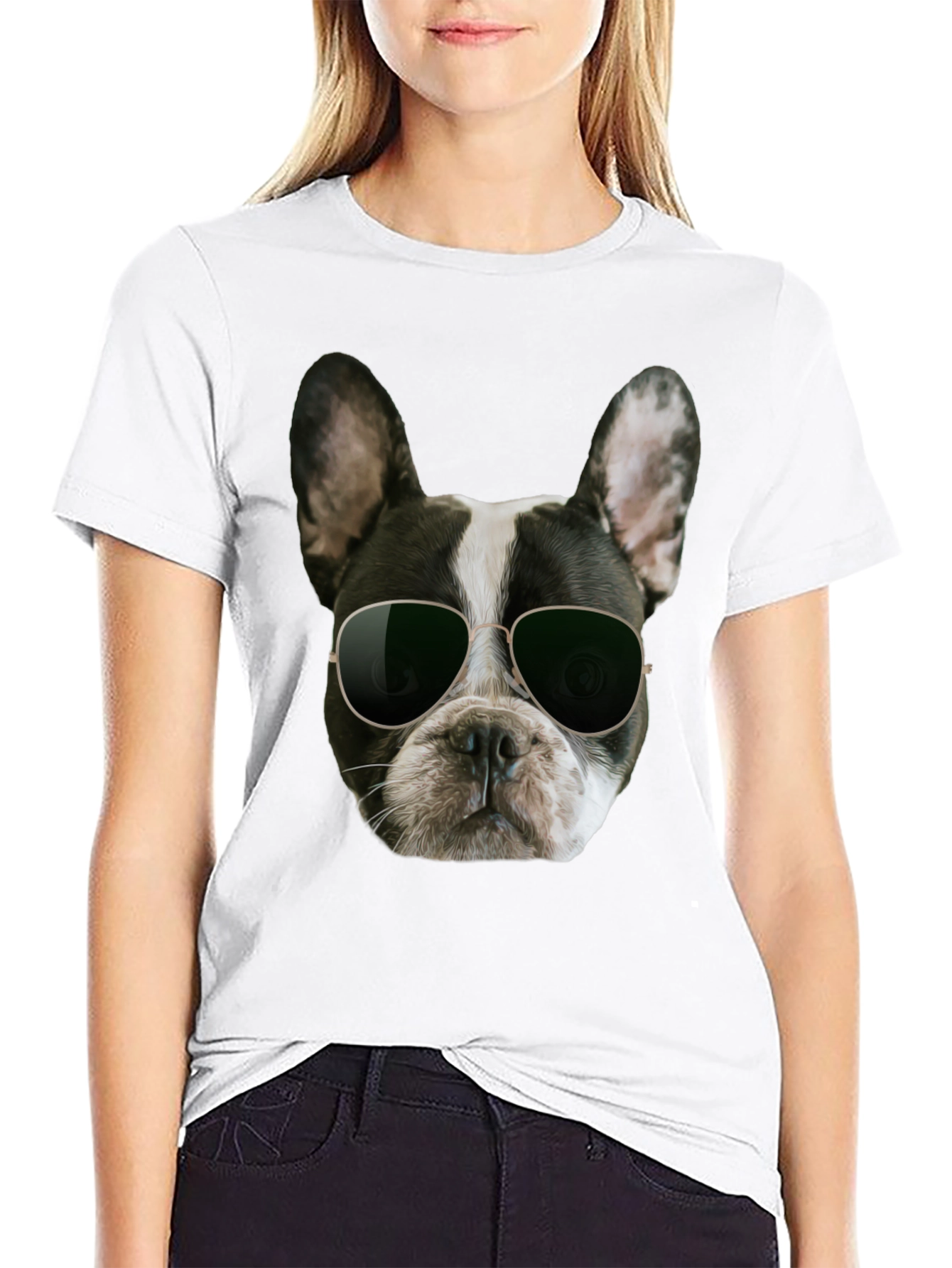 Black Cool Dog Graphic T-Shirt - Black Cotton Blend view 9