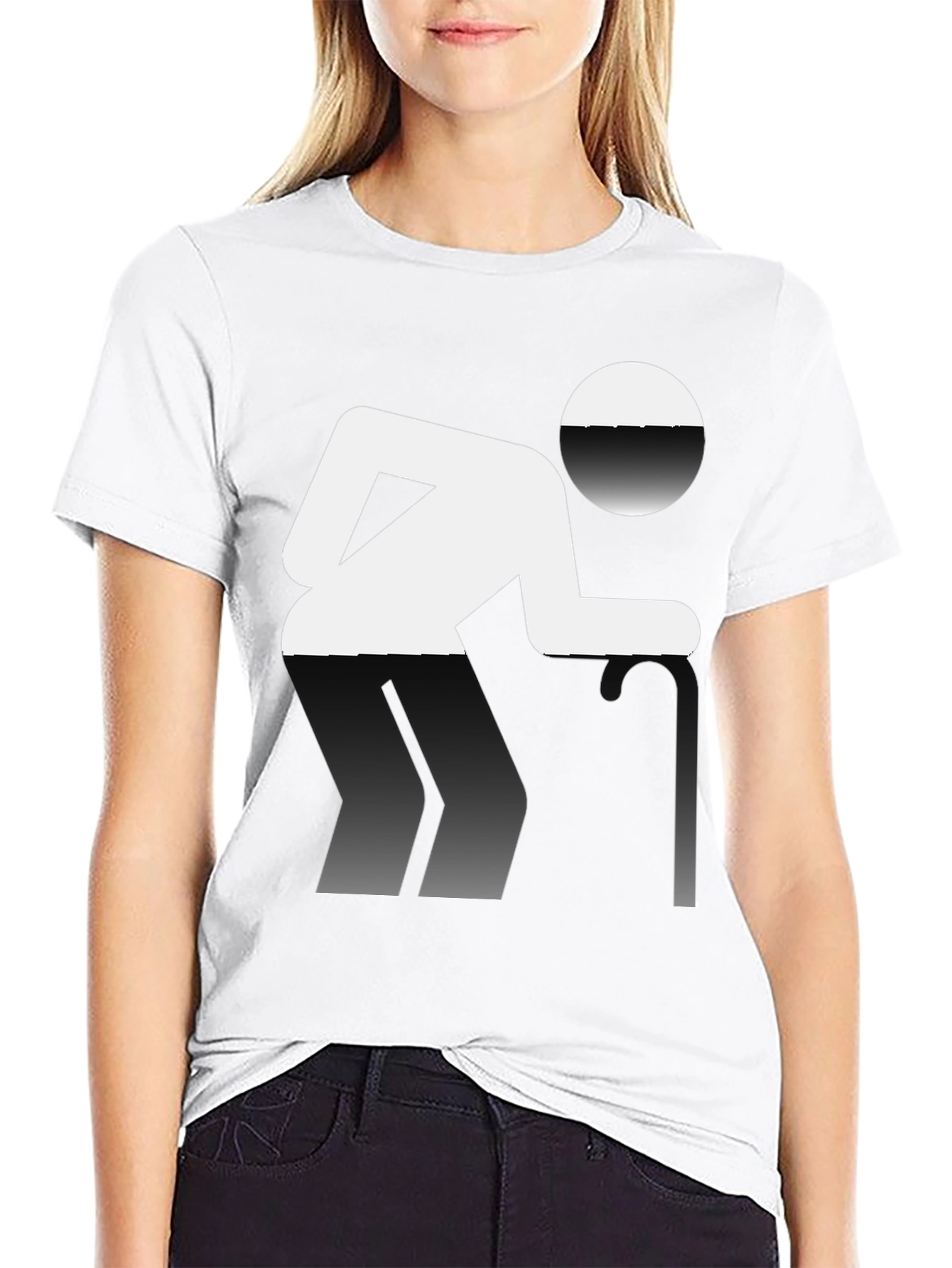 Black Novelty T-Shirt: Funny Pictogram Design, Black Cotton Tee view 9