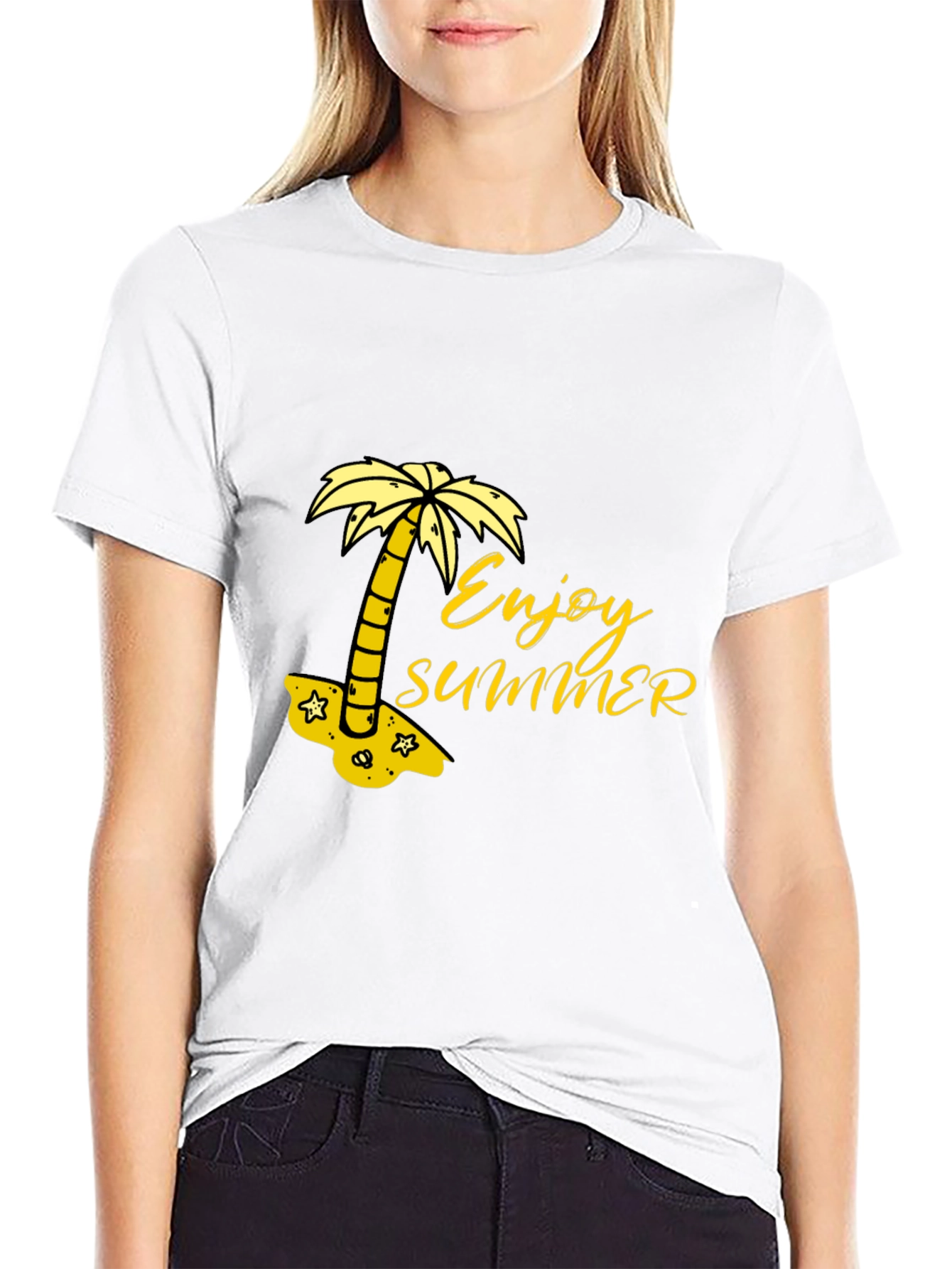 Black Enjoy Summer Black T-Shirt - Palm Tree Graphic Tee view 9