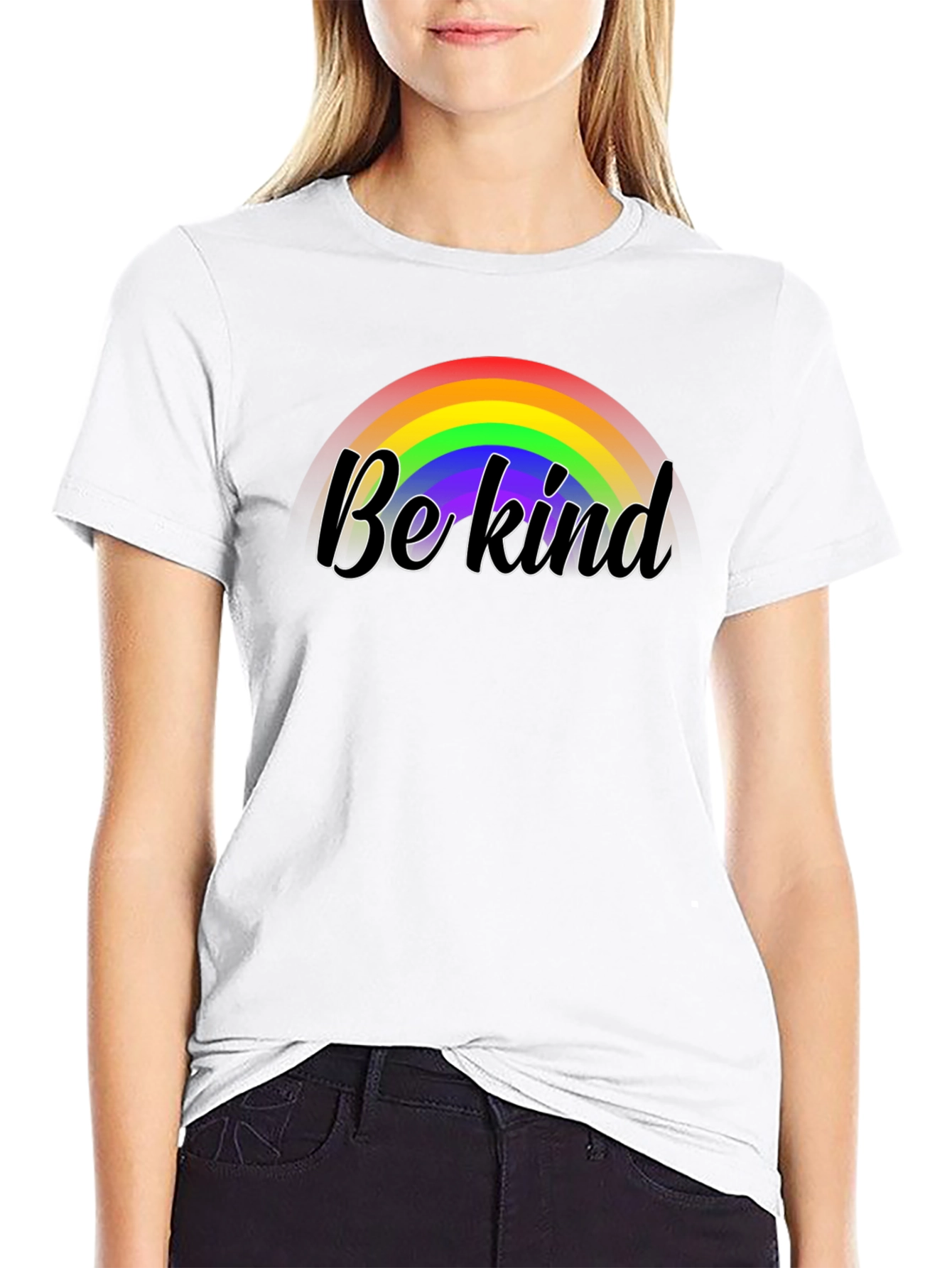 Black Be Kind Rainbow Graphic Black Tee view 9