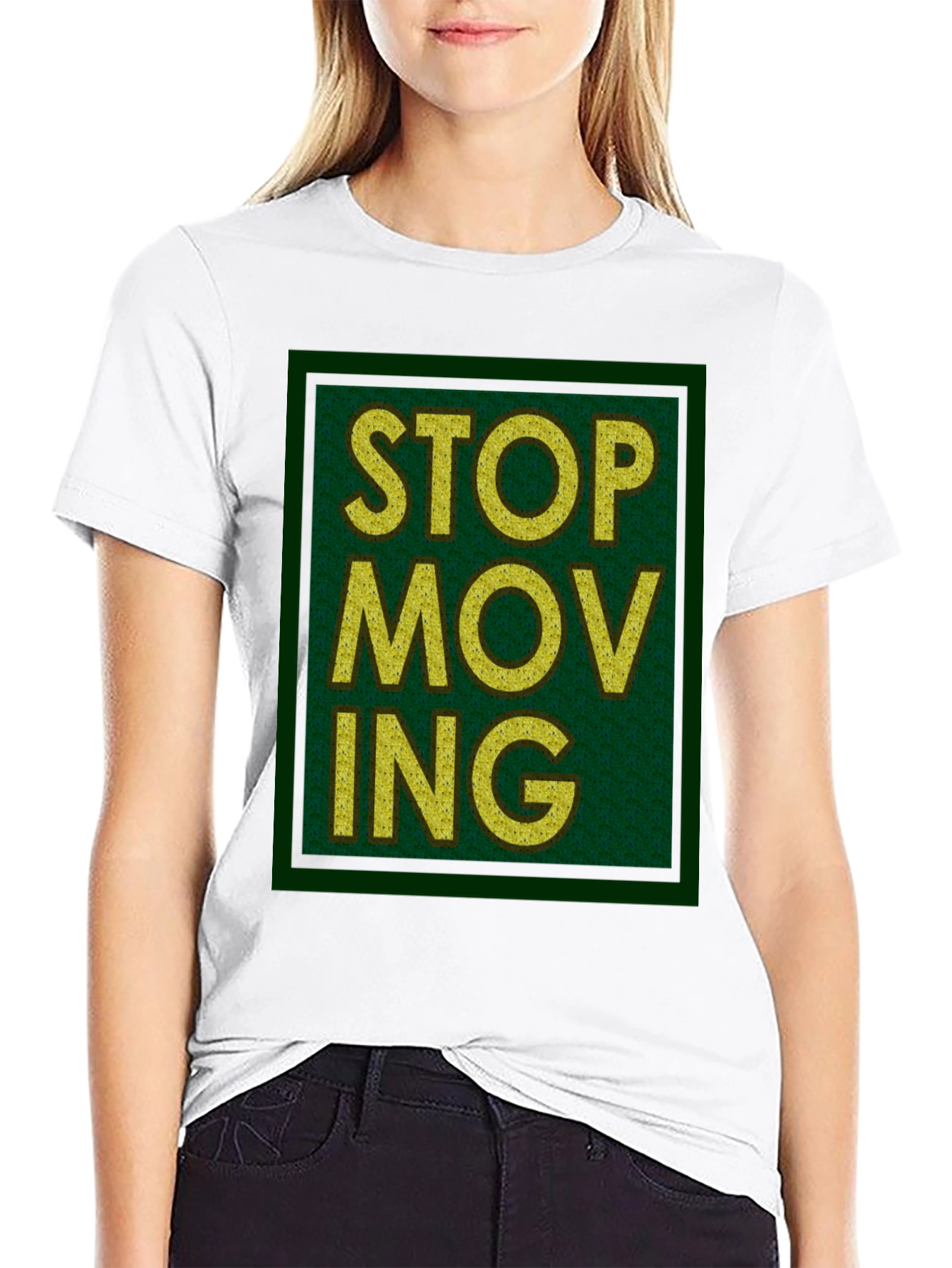 Black Stop Moving Graphic Print Black T-Shirt view 9