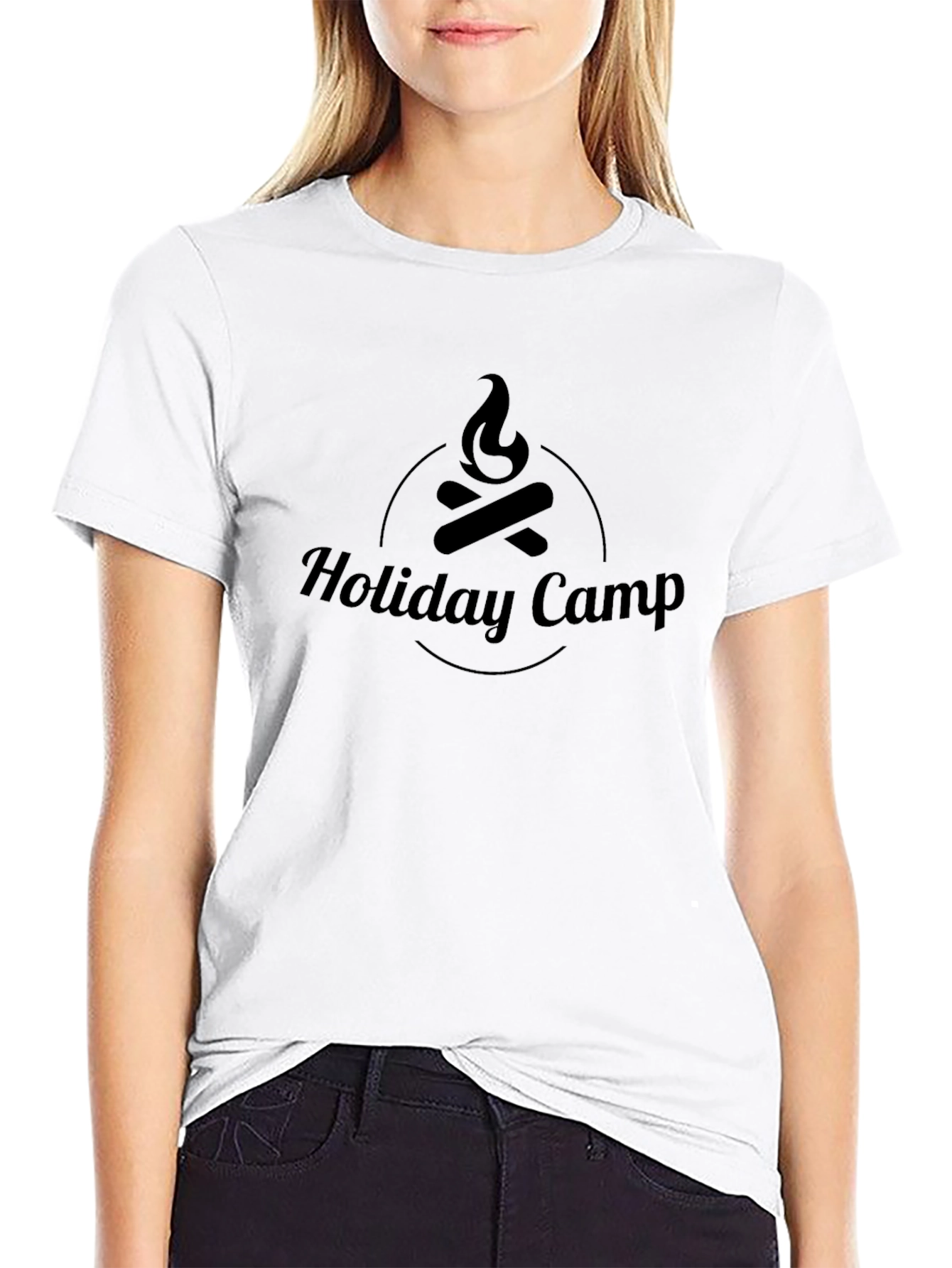 Black Holiday Camp T-Shirt - Black Campfire Design view 9