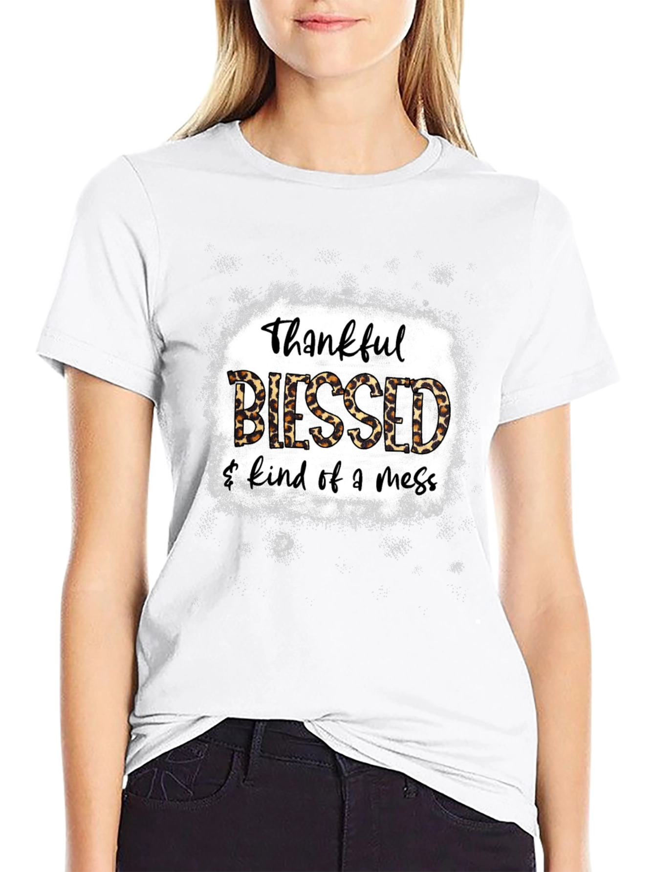 Black Thankful Blessed & Kind of a Mess T-Shirt view 9