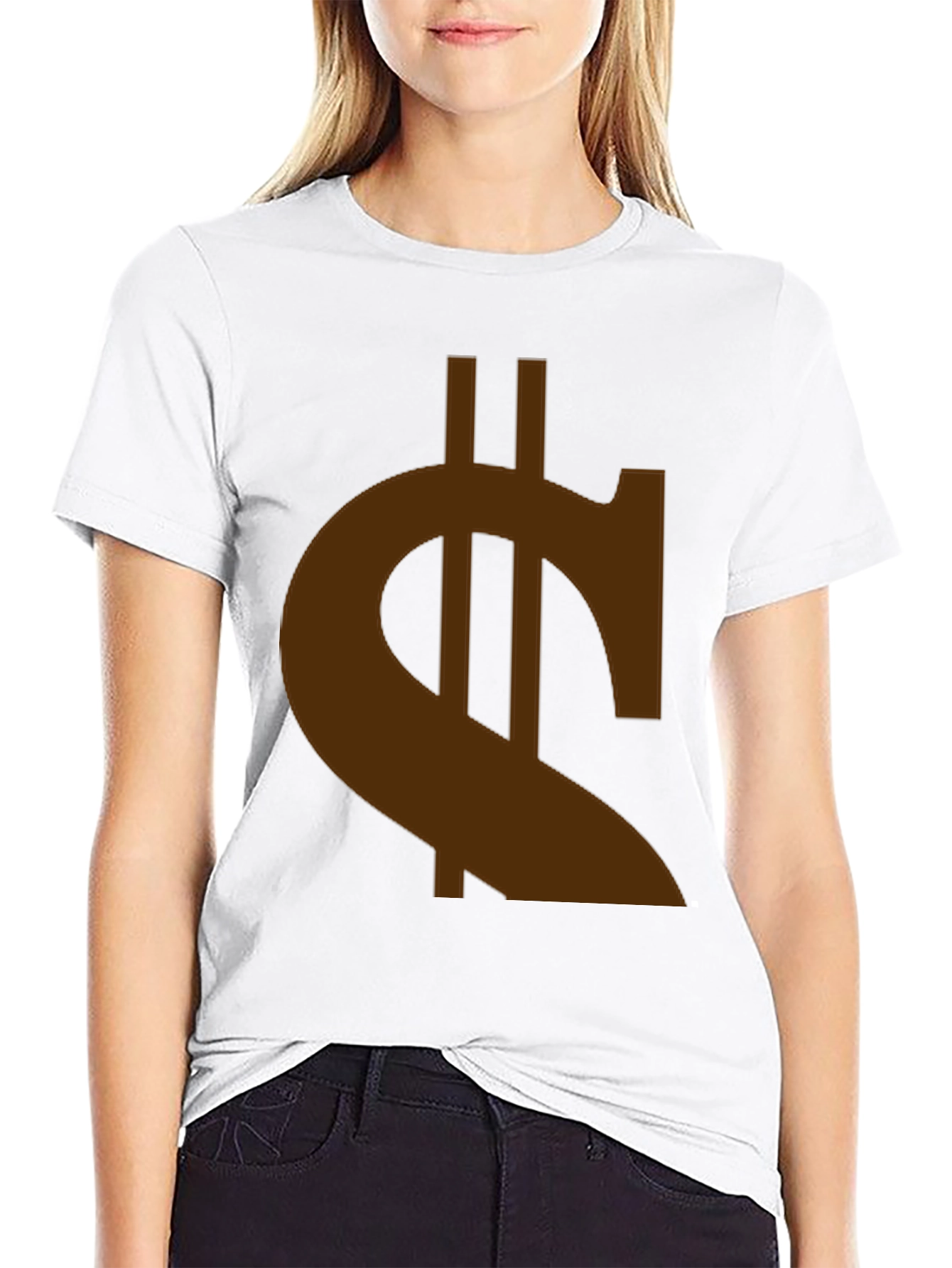 Black Black T-Shirt with Brown Currency Symbol Graphic view 9